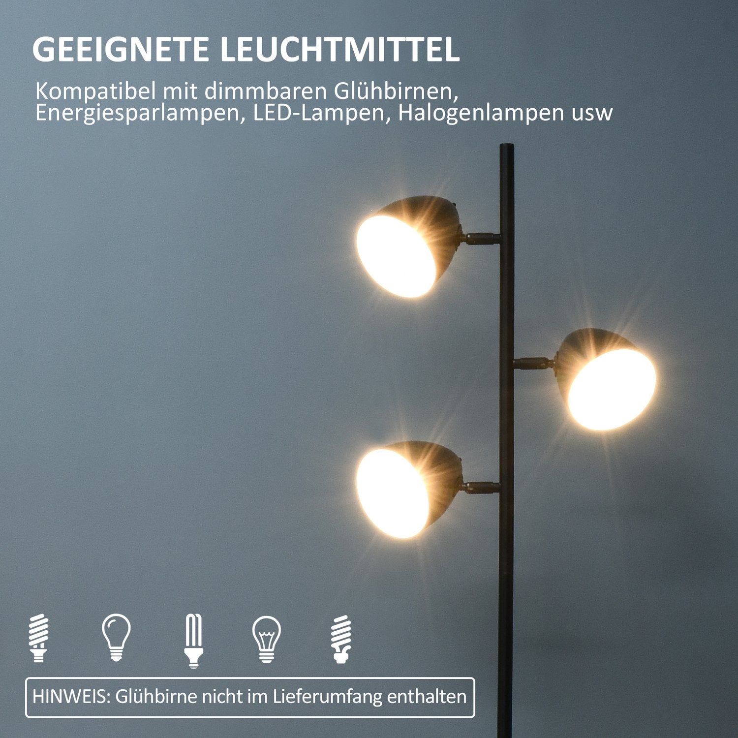 Industrigolvlampa – Justerbara stållampskärmar, svart