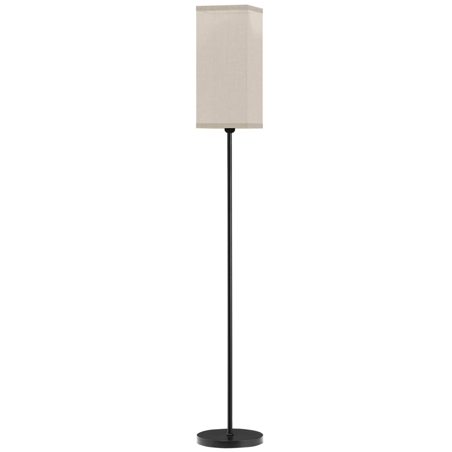 Modern svart golvlampa med linne-look skärm, fotkontakt