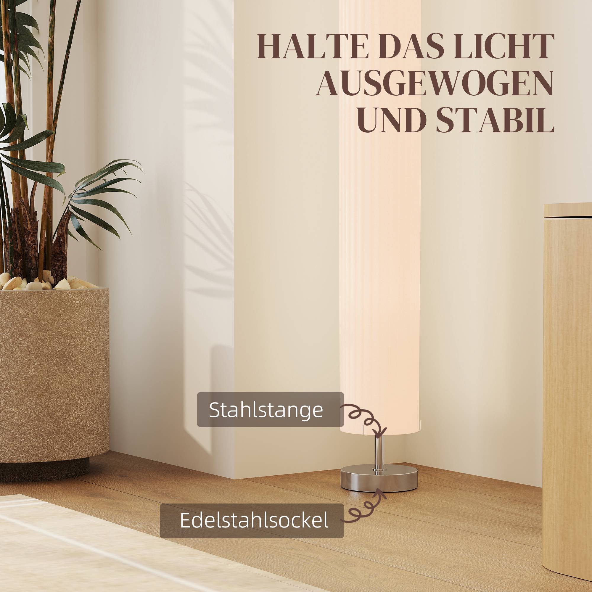 Golvlampa, rostfritt stål, E27-sockel, 120 cm