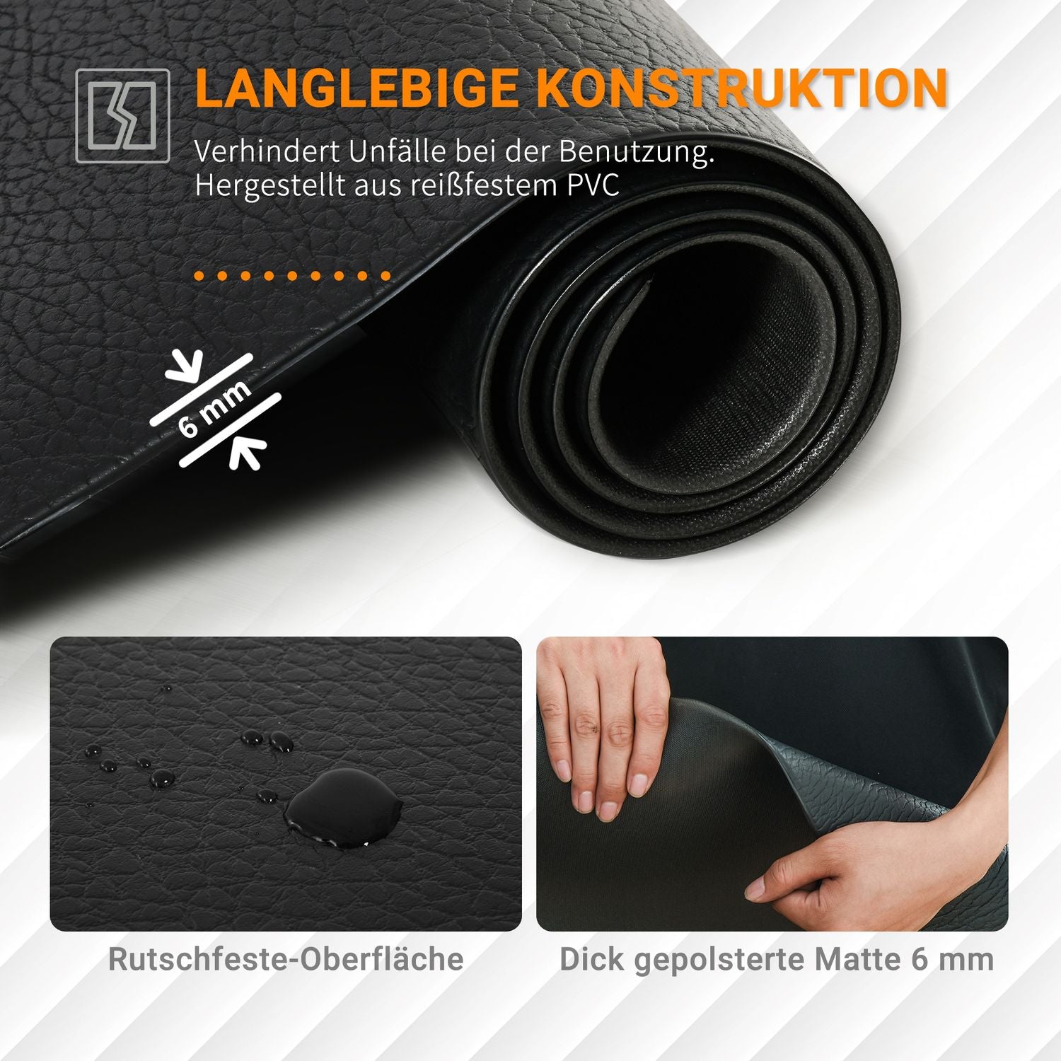 PVC Golvskyddsmatta för träningsutrustning – Svart, 180x90cm