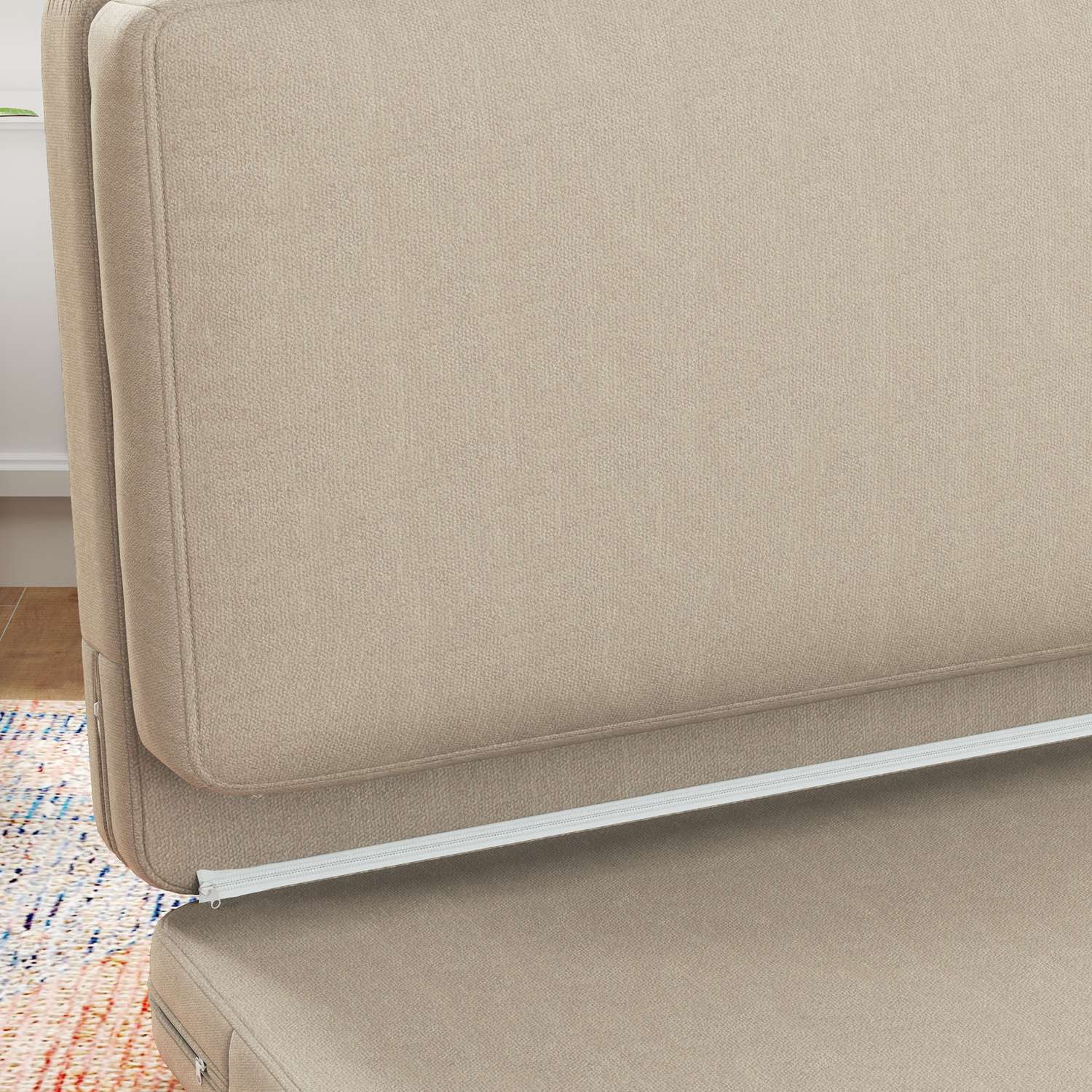 Cabriolet 3-i-1 bäddsoffa, sammetslook, beige, kapacitet 240 kg