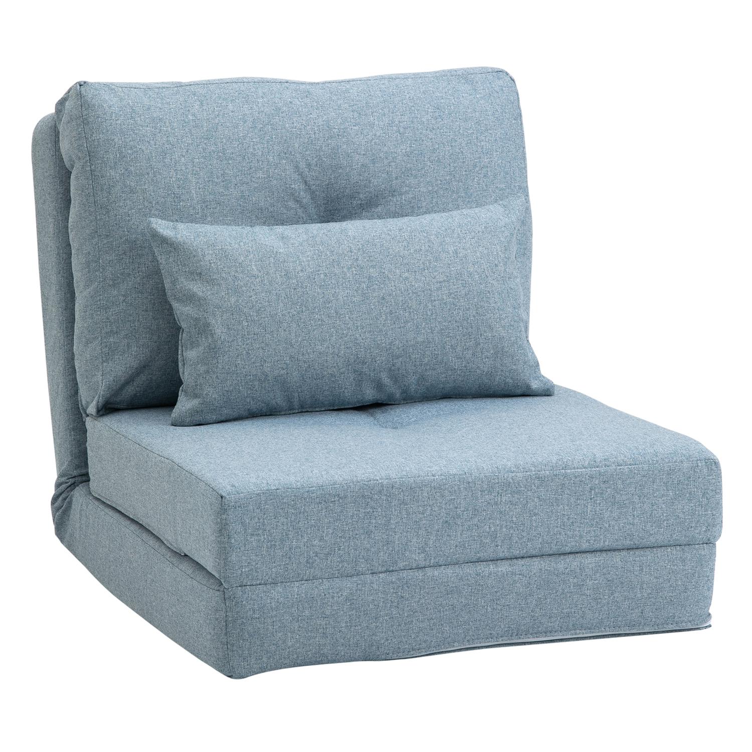 Golvstol hopfällbar sovmatta, 2-i-1 design, avtagbar kudde, 60 x 80 x 56 cm, himmelsblå