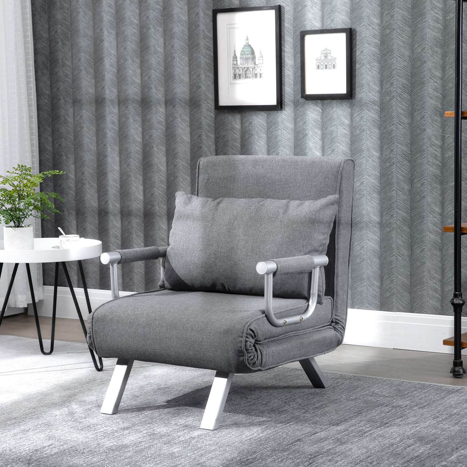 Grå 3-i-1 bäddsoffa, gästsäng & schäslong 65x69x80 cm