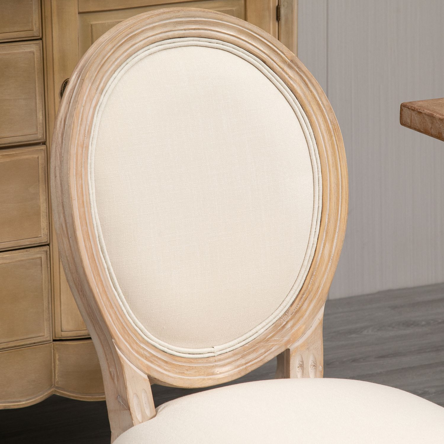 Gräddvita stoppade matstolar, set om 2 – Linen Touch