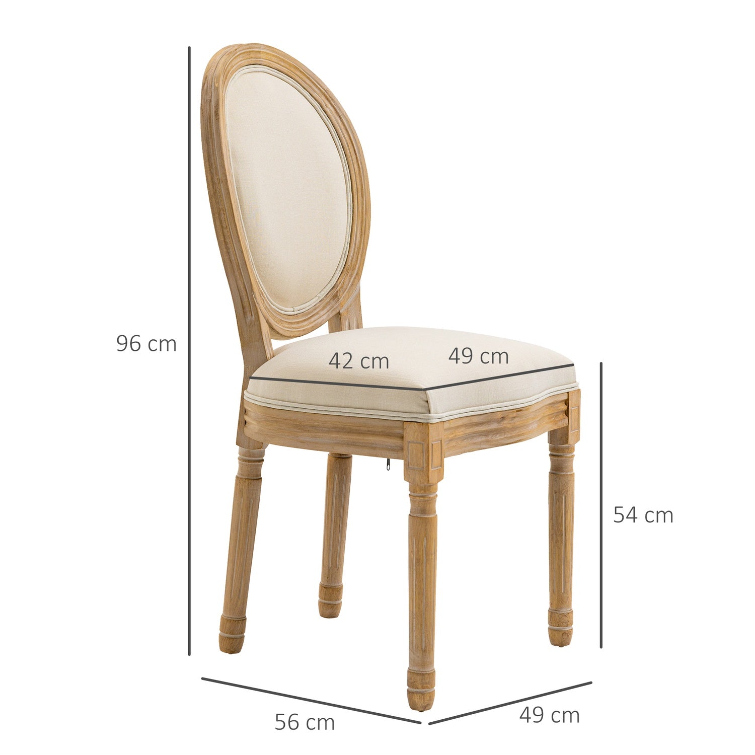 Gräddvita stoppade matstolar, set om 2 – Linen Touch