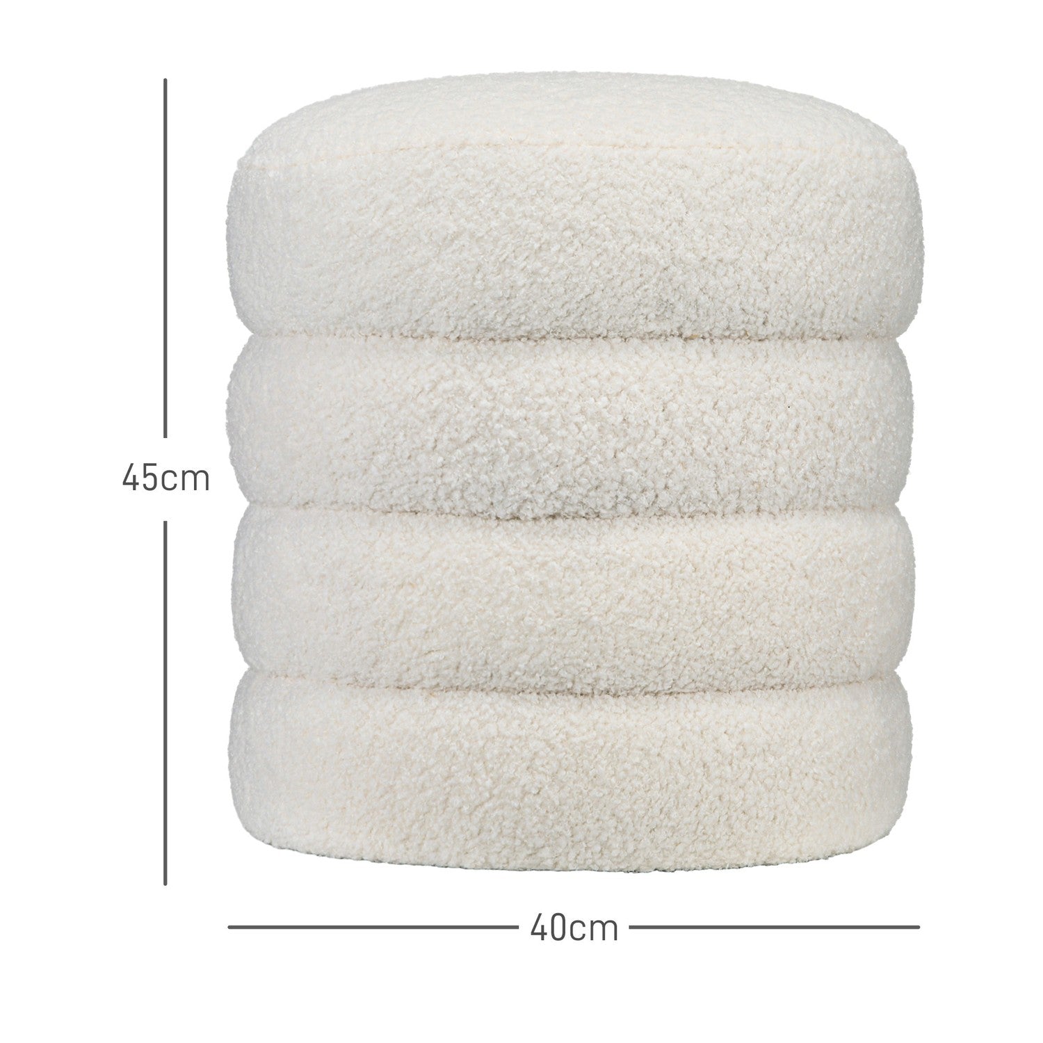Gräddvit rund ottomansk fotpall – Ø40 x 45 cm