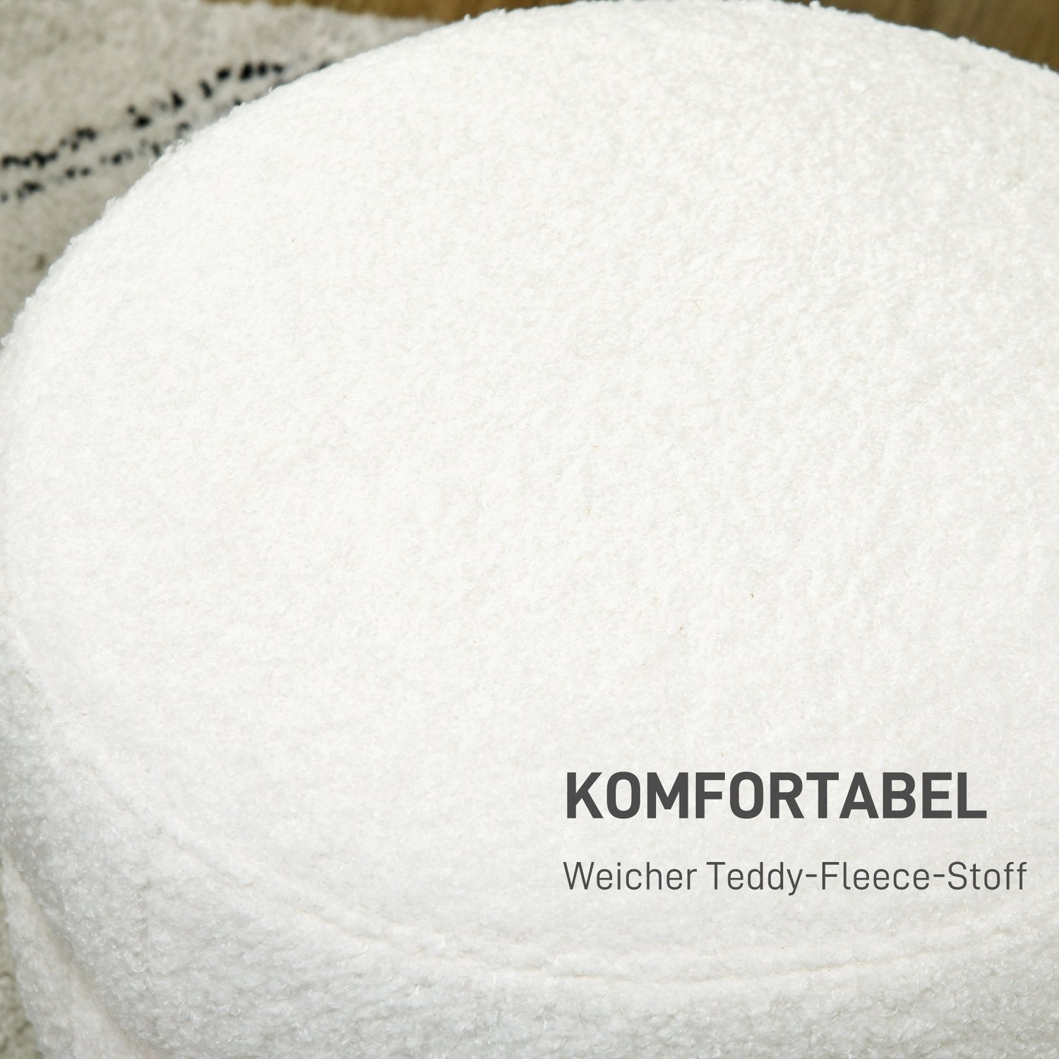 Gräddvit rund ottomansk fotpall – Ø40 x 45 cm