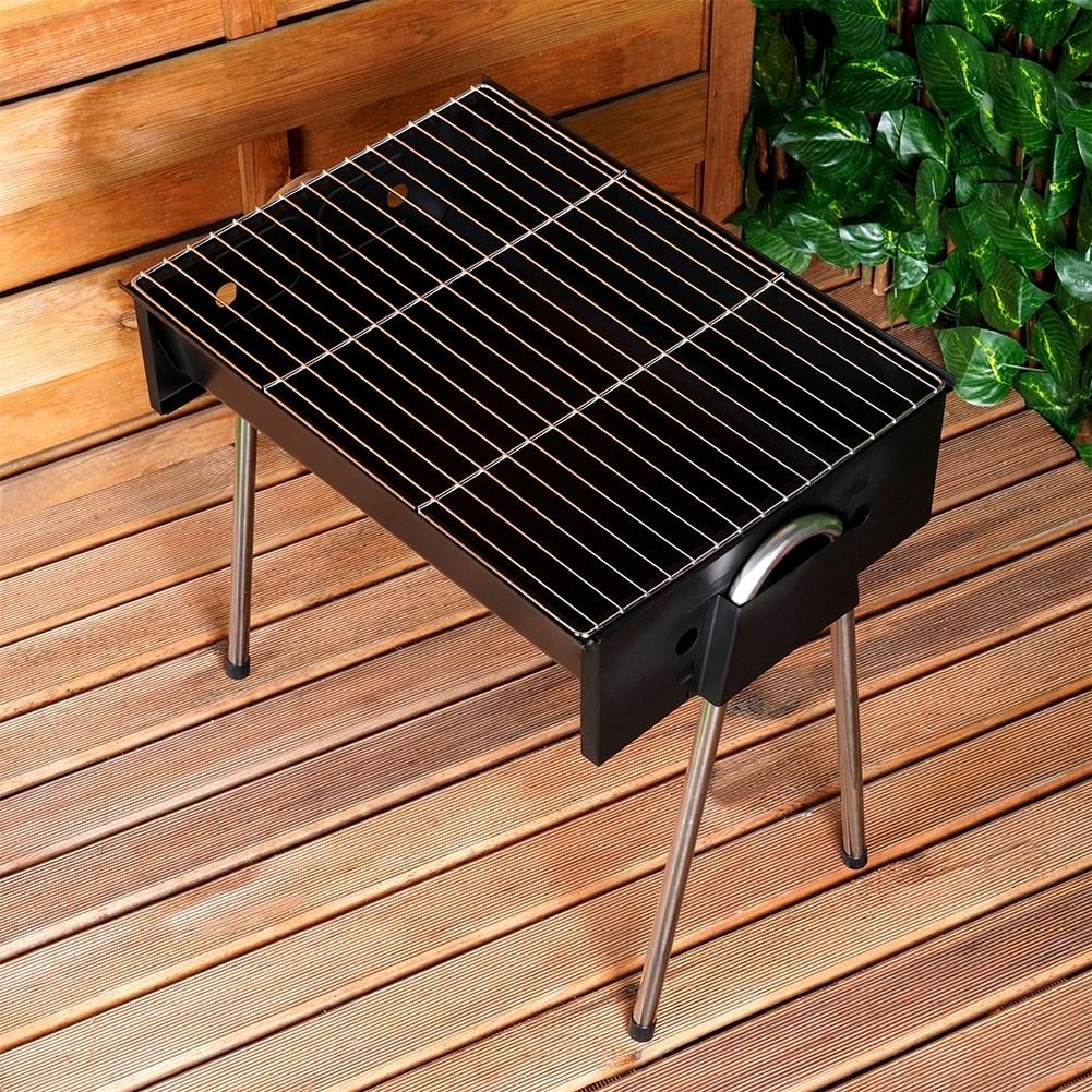 Grillkol med fyra ben, lätt att montera, avtagbart galler