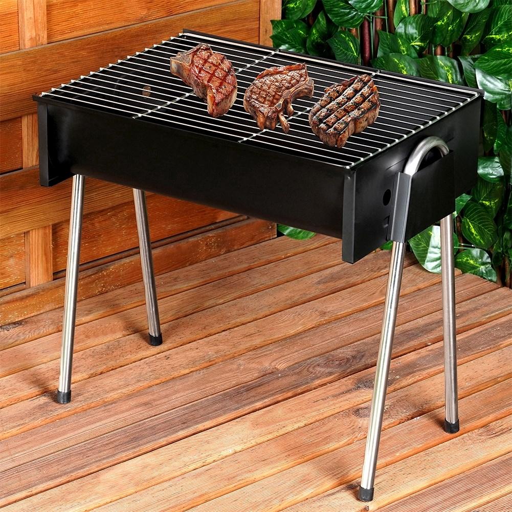 Grillkol med fyra ben, lätt att montera, avtagbart galler