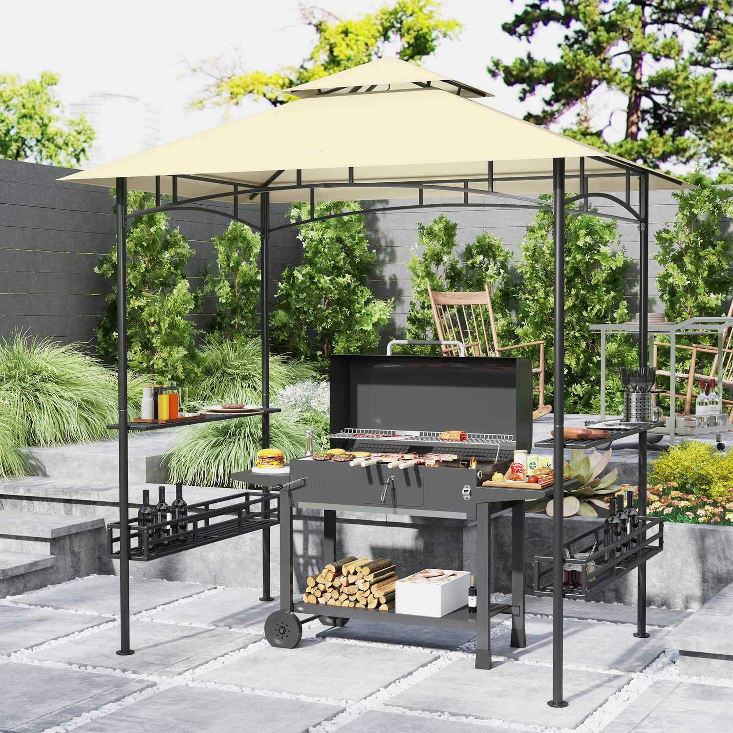 Grillpaviljong, vattentät och flamskyddad, UV-skyddande