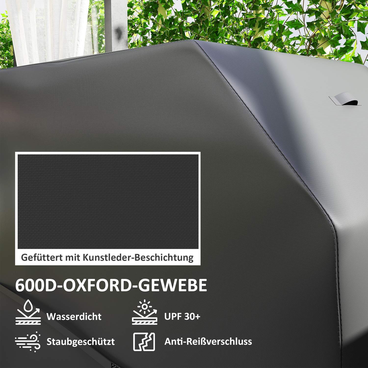 Väderbeständigt grillskydd, 600D Oxford, kardborrestängning