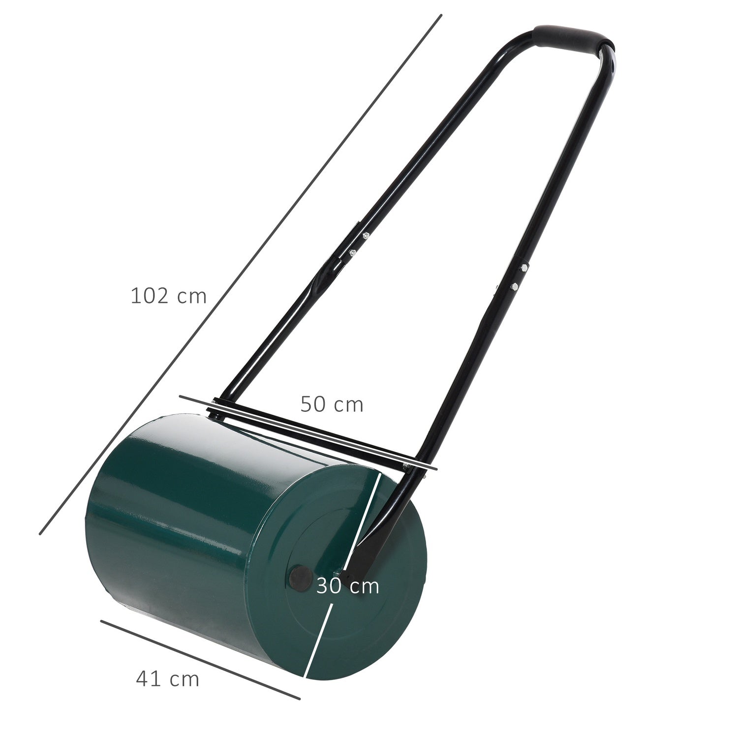 Gräsrulle med U-handtag, 31 cm diameter, metall, grön