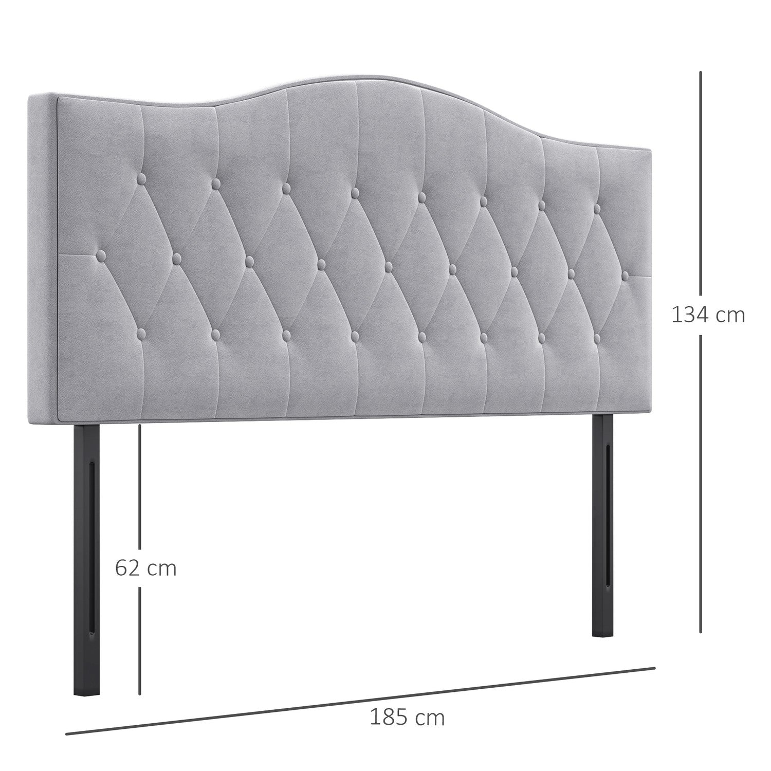 Grå vadderad sänggavel – Modern design, 185x134 Cm
