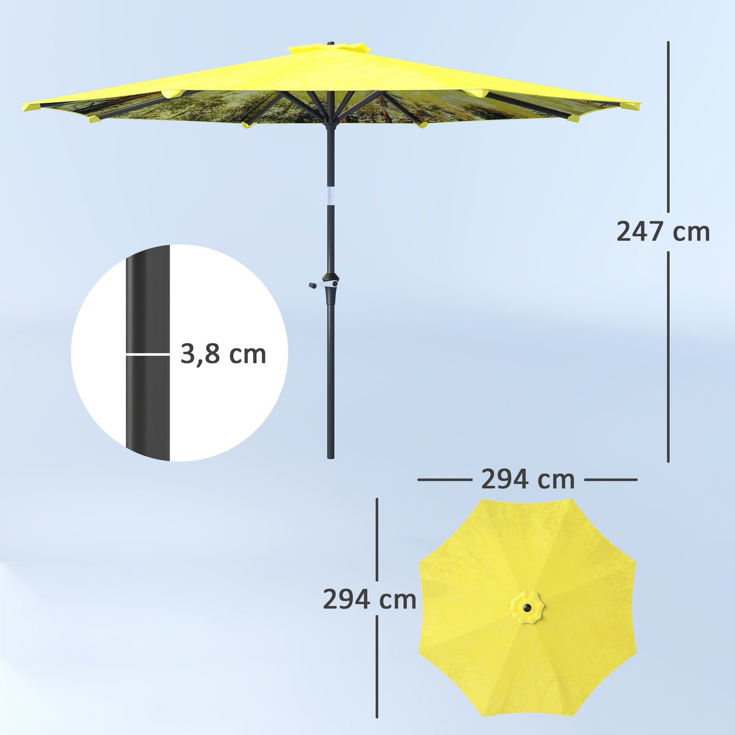 Gul Octagonal 300cm Parasoll – Vindtätt solskydd