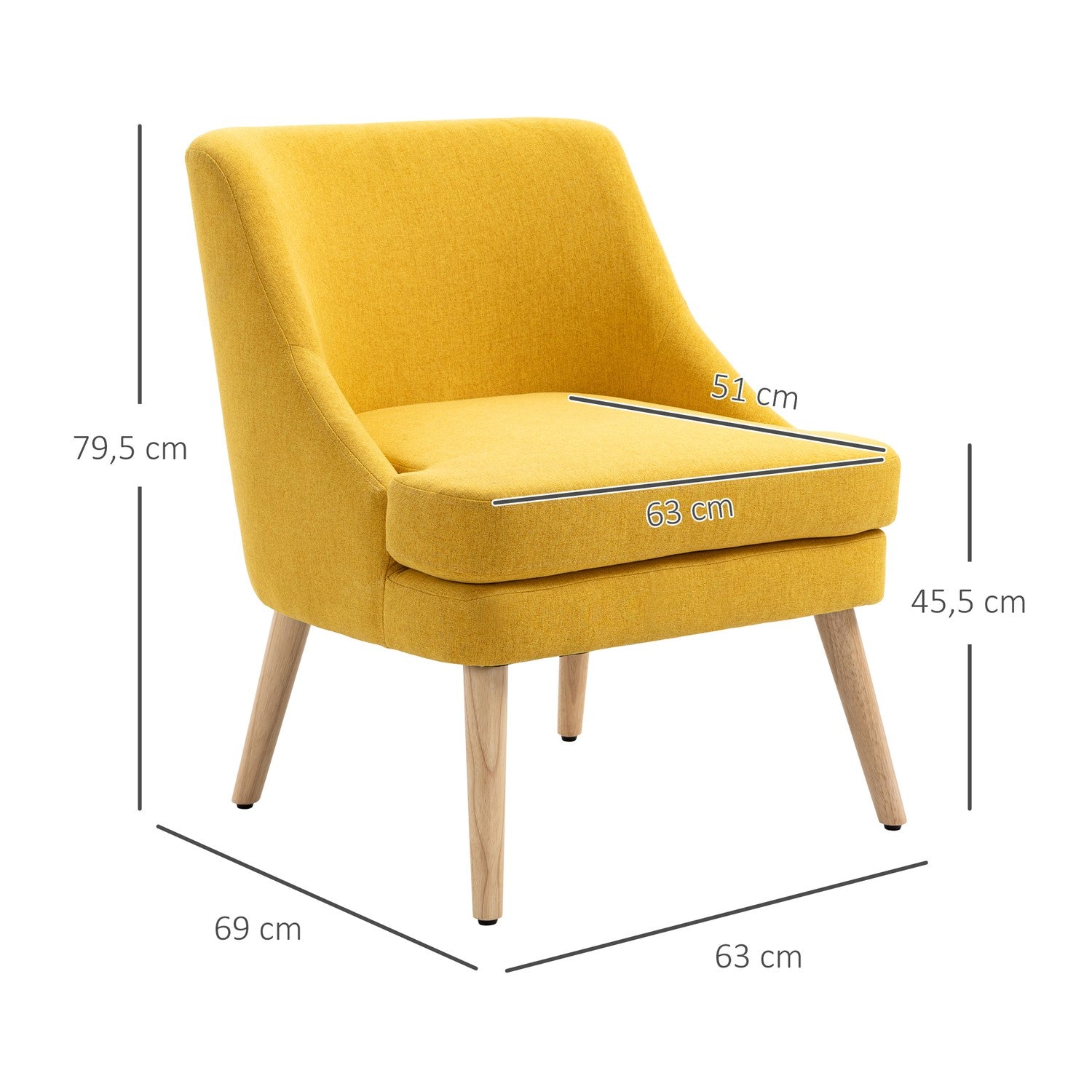 Gul stoppad matstol med armstöd – Linen Touch