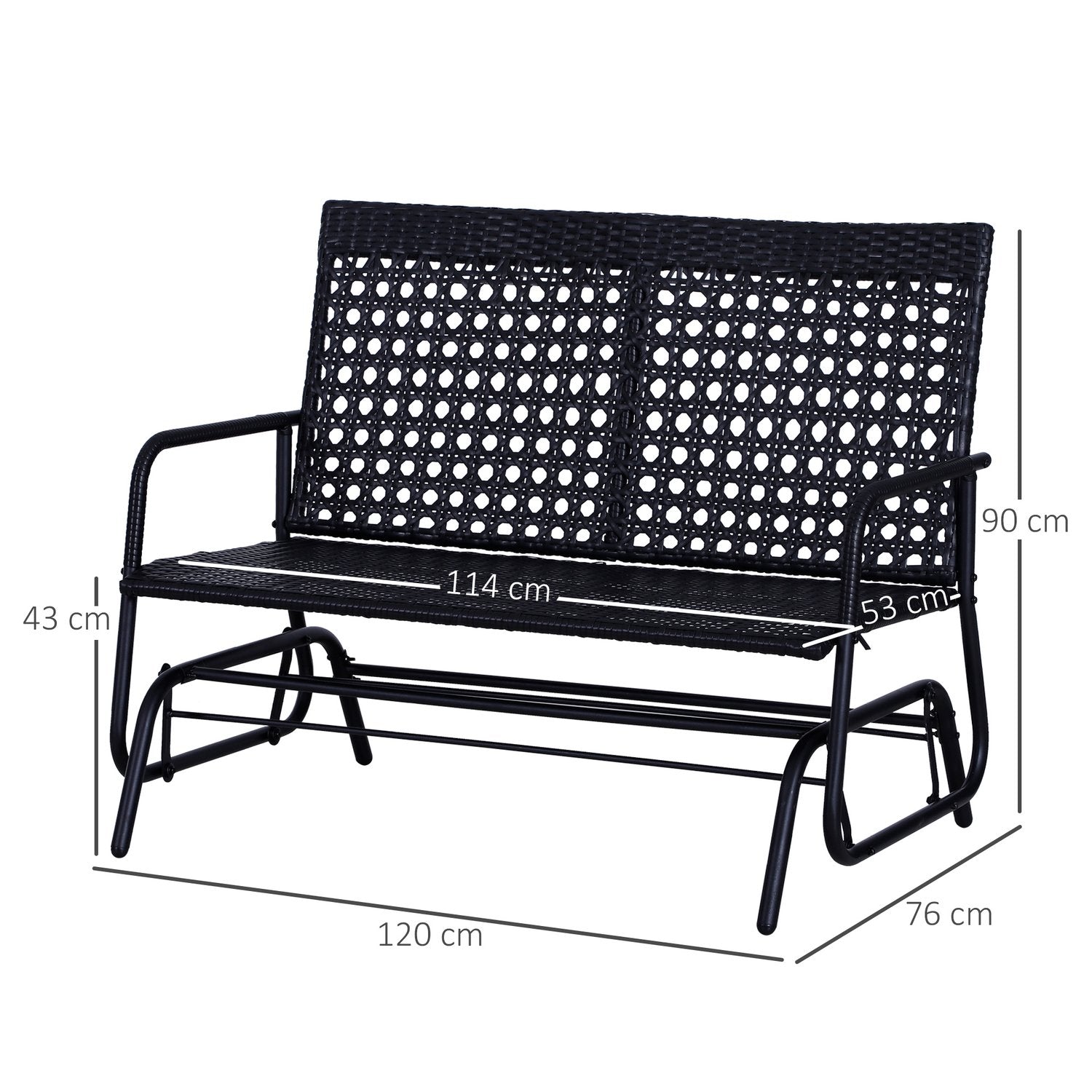 2-sits polyrattan trädgårdssvingbänk