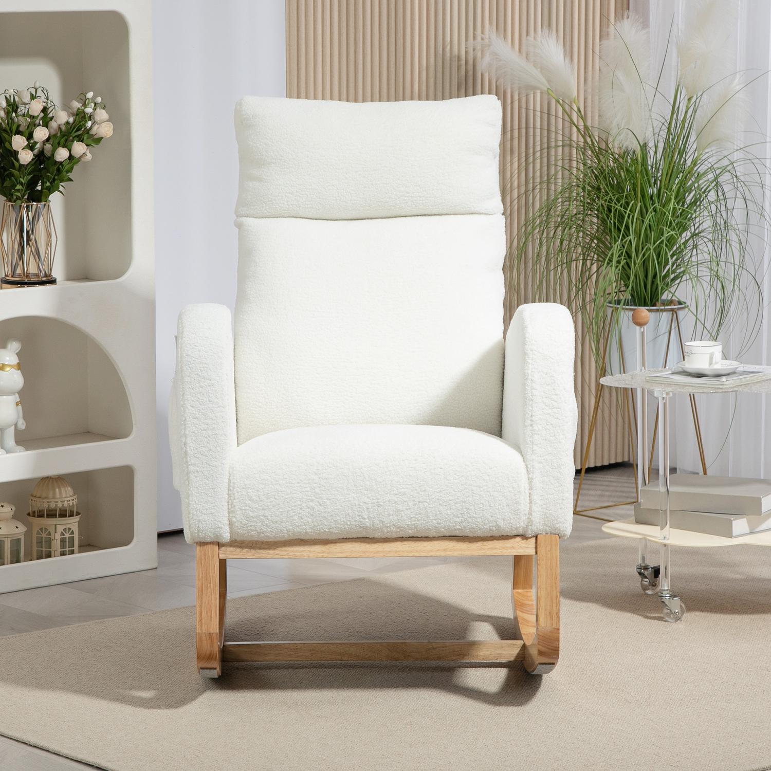 Cream White Velvet-Look gungstol, rymmer upp till 120 kg