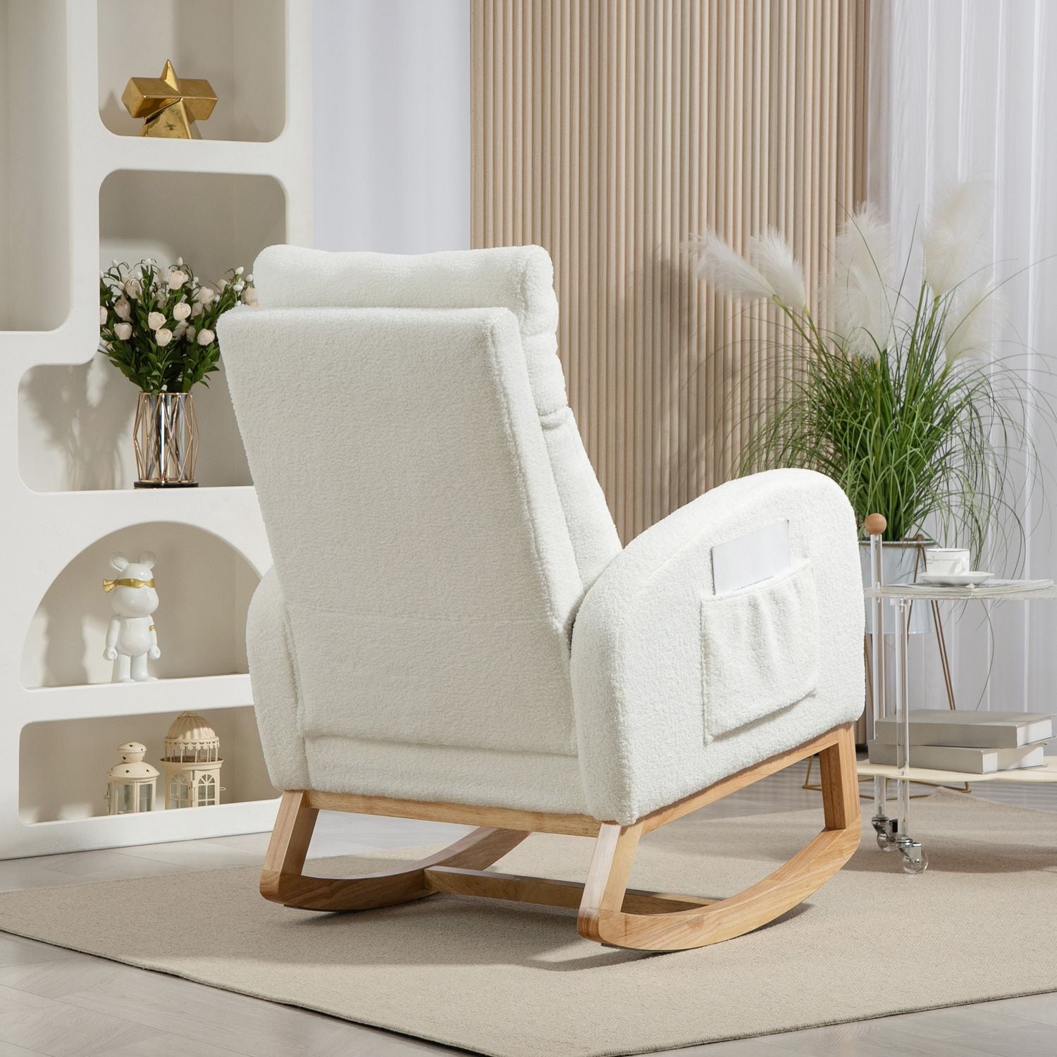 Cream White Velvet-Look gungstol, rymmer upp till 120 kg