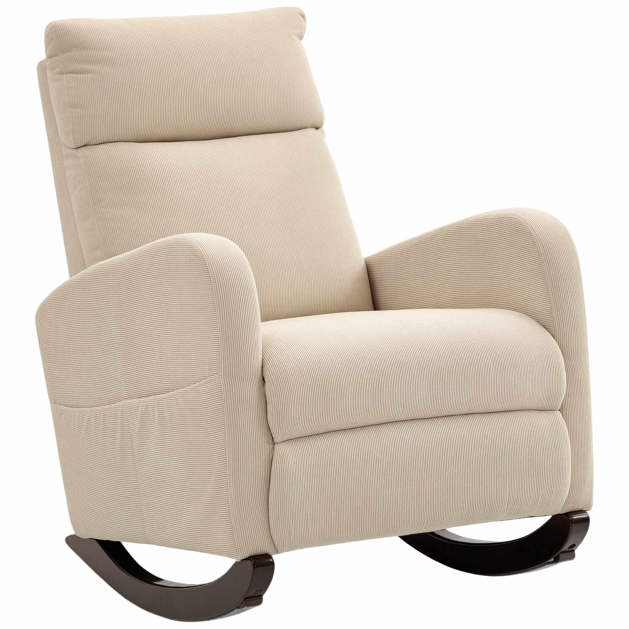 Gungstol, klädd i manchester, sidofickor, beige