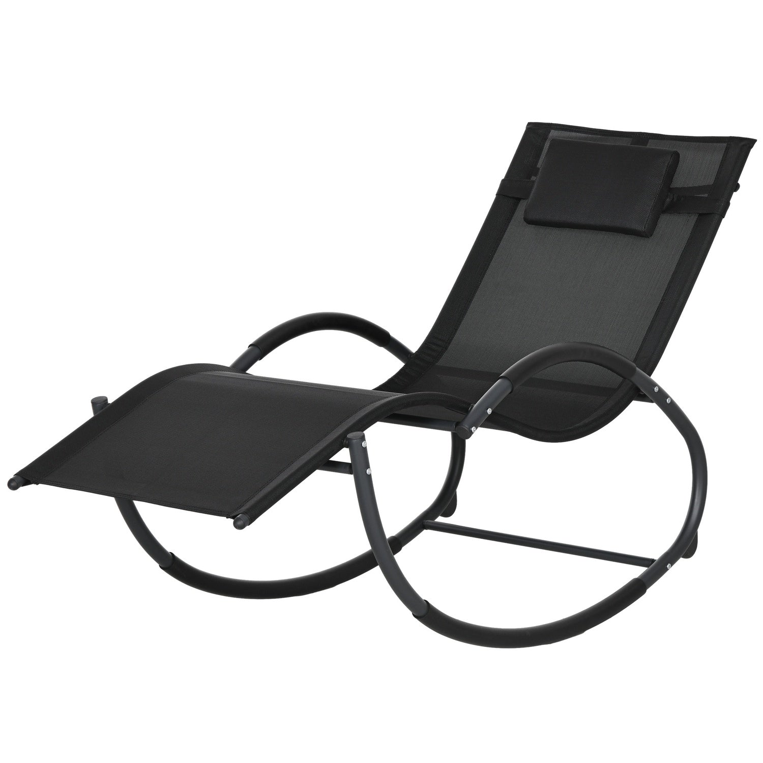 Gungstol med dyna, svart, 155x61x88 Cm