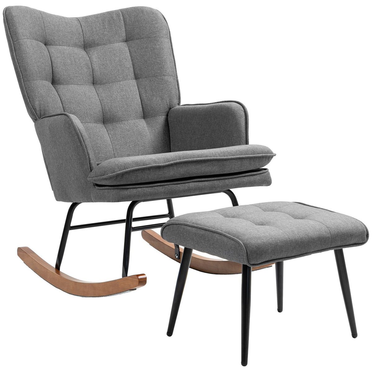 Gyngestol med krakk – linlook, 130 kg kapasitet