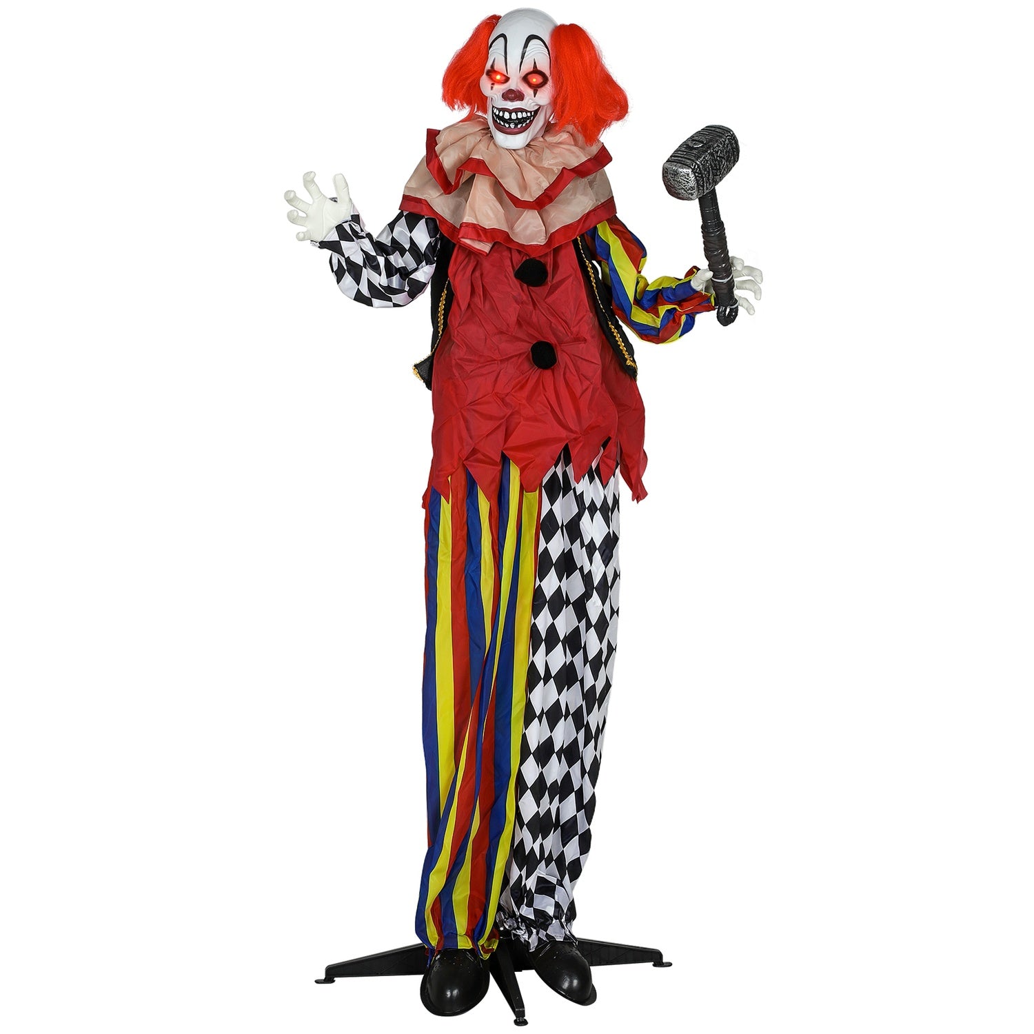 Halloween Animatronisk Clown, 173 cm, Lysande Ögon