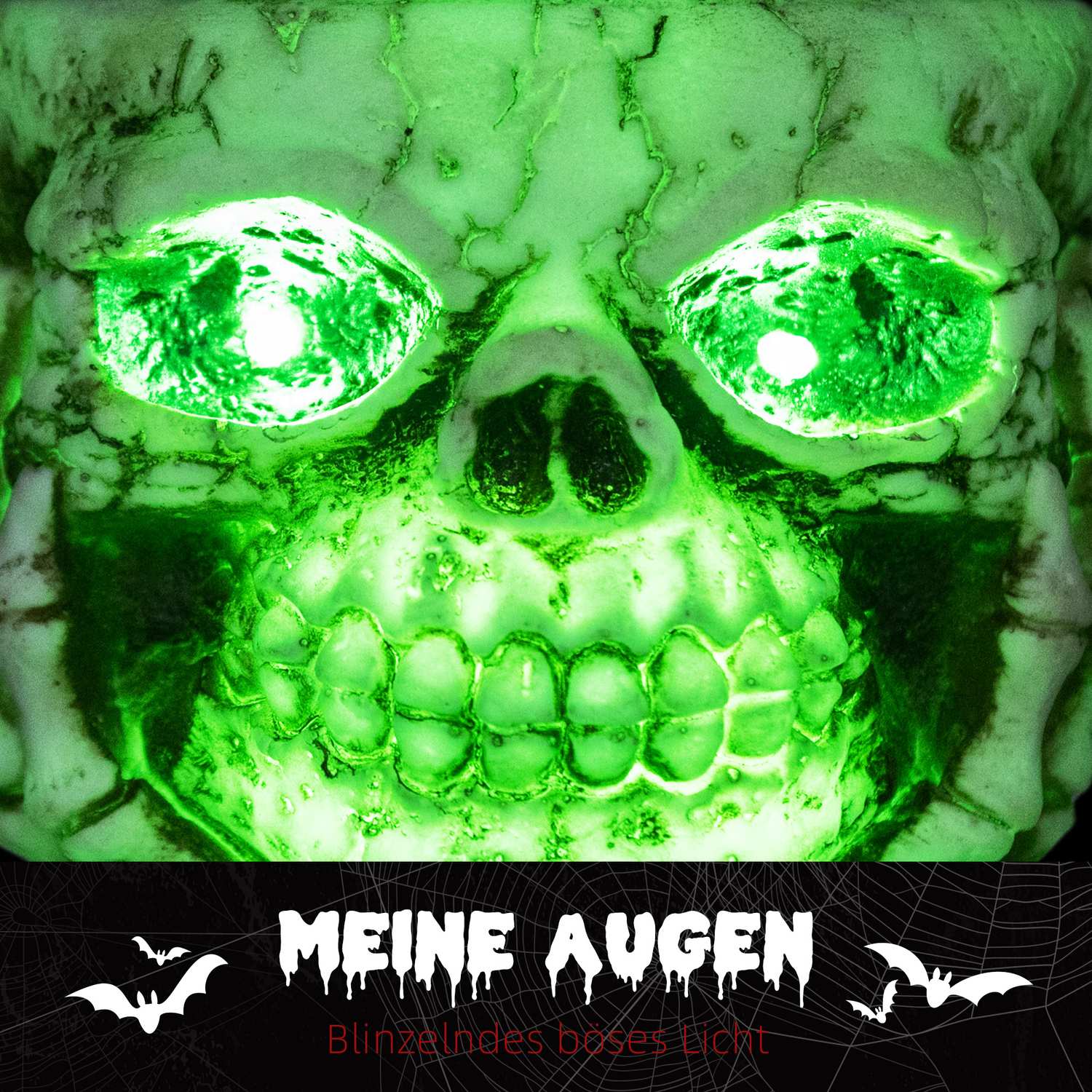 Halloween Skelettdekoration med Ljus & Ljud, Ø16cm Stål