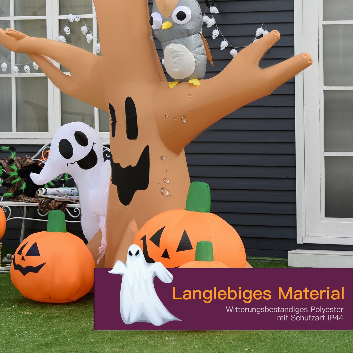 Halloween Uppblåsbar Ghost Light Up – 120/240 cm Dekoration