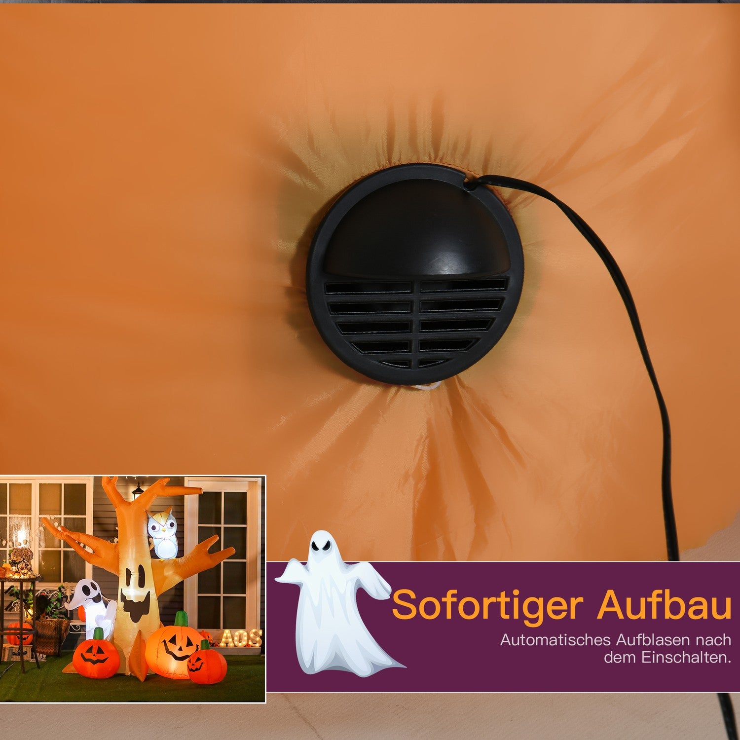 Halloween Uppblåsbar Ghost Light Up – 120/240 cm Dekoration