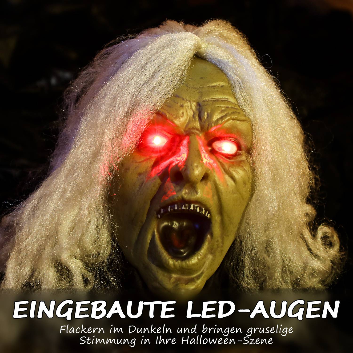 Halloween Zombiedekoration, 183 cm med LED-ljus och ljud