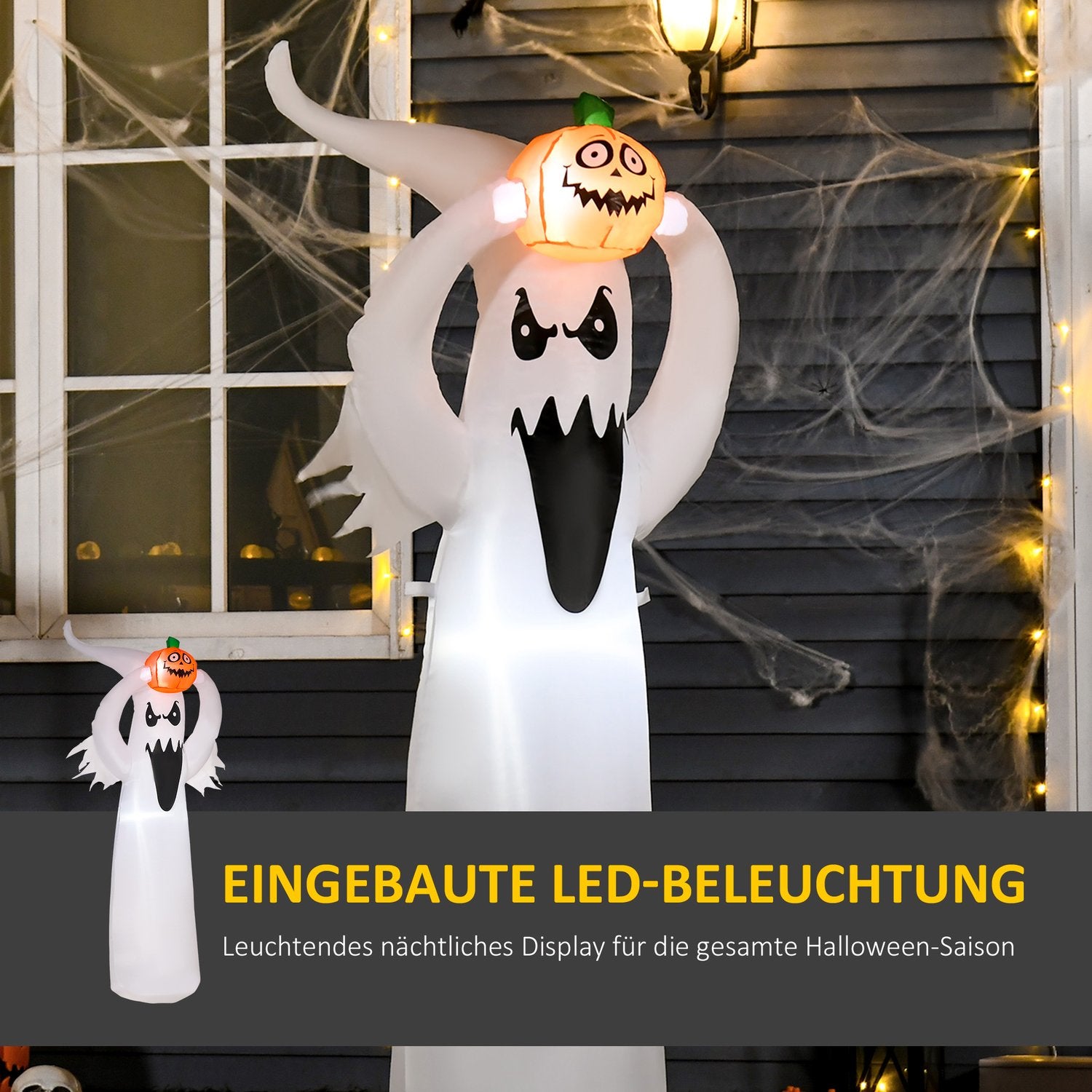 Halloween LED Uppblåsbar Spökdekoration, 1,8 m polyester