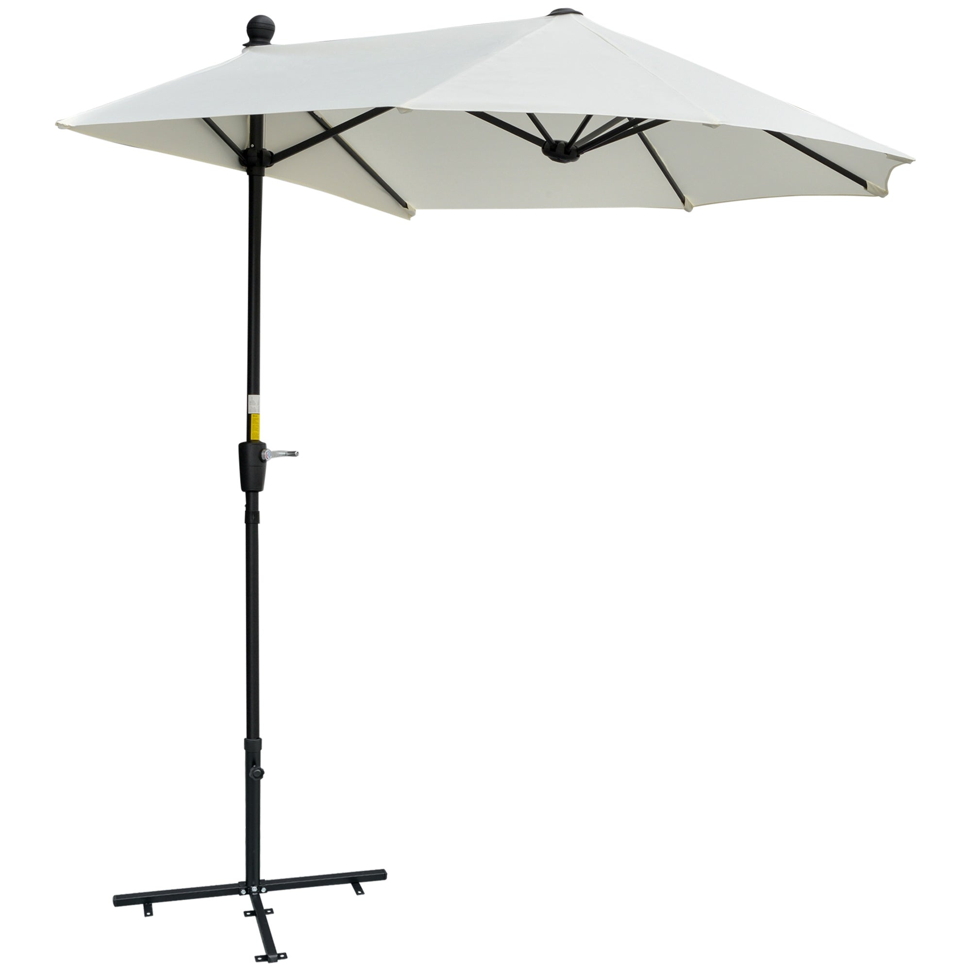 Halvrund parasoll, krämfärgad, 190x200x240 cm