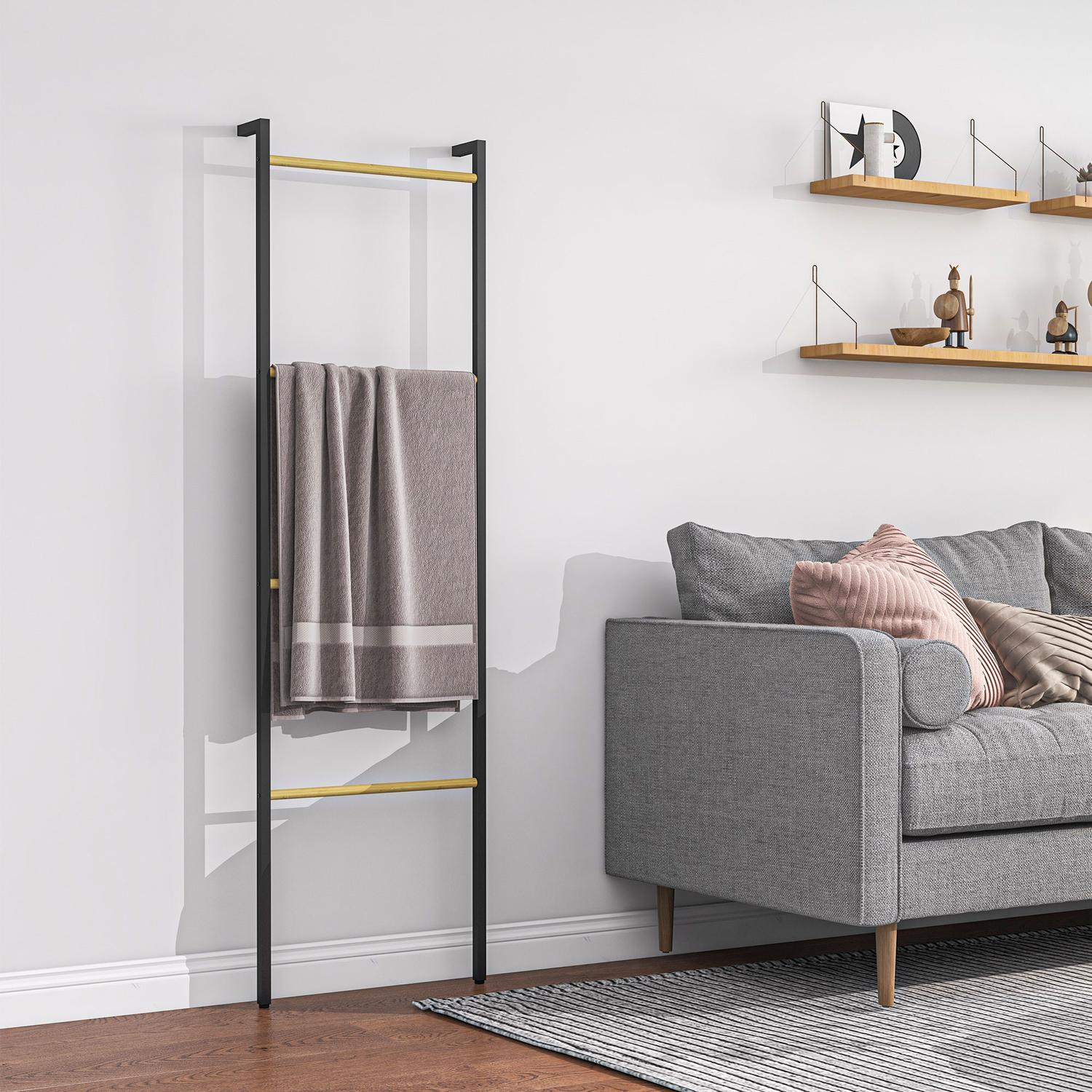 Handduksstegeställ, 4-stångsstål, utrymmesbesparande svart 49x167,5 cm
