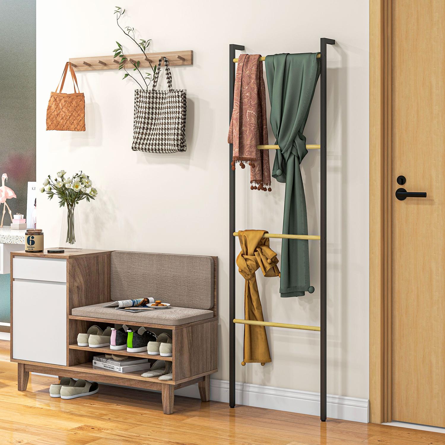 Handduksstegeställ, 4-stångsstål, utrymmesbesparande svart 49x167,5 cm