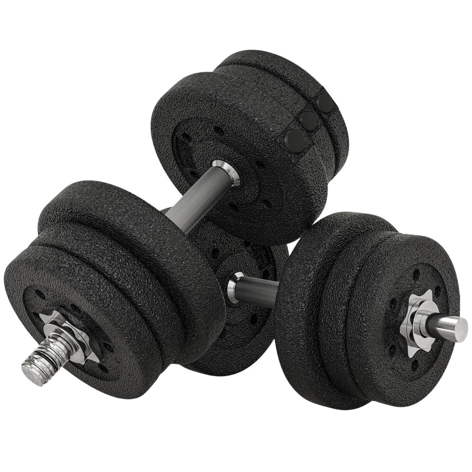 Hantelset 25KG hantelset med viktskivor för hemmakontoret gym stål konstläder svart