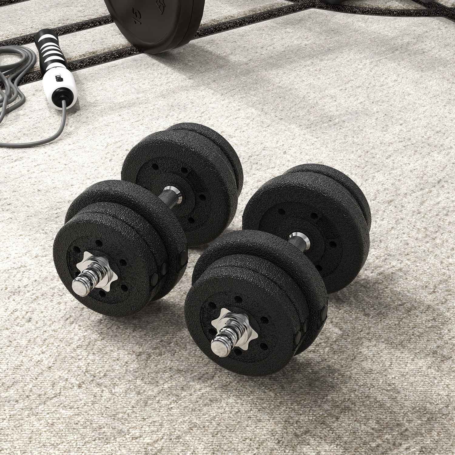 Hantelset 25KG hantelset med viktskivor för hemmakontoret gym stål konstläder svart