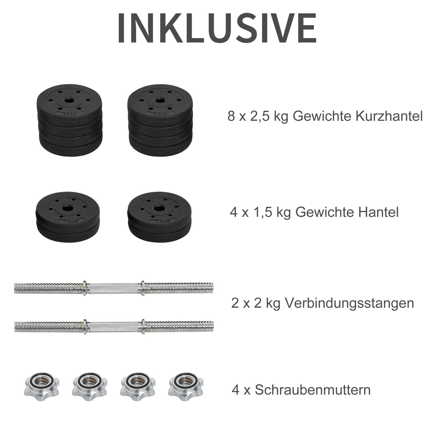 30 kg hantelset i stål, styrketräning för hem och gym