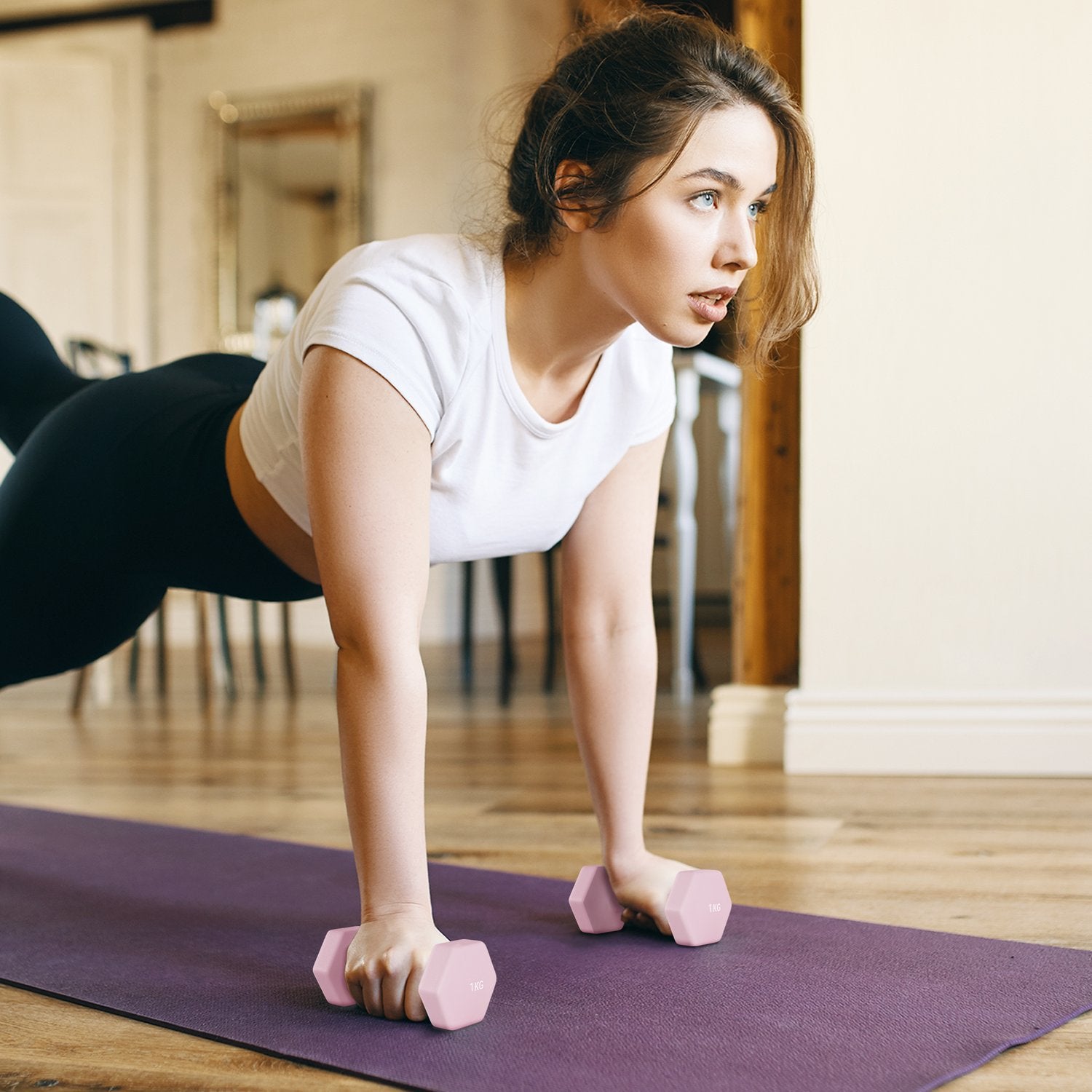 Hantelset, 6-delade stålvikter med fodral, 1 kg-3 kg