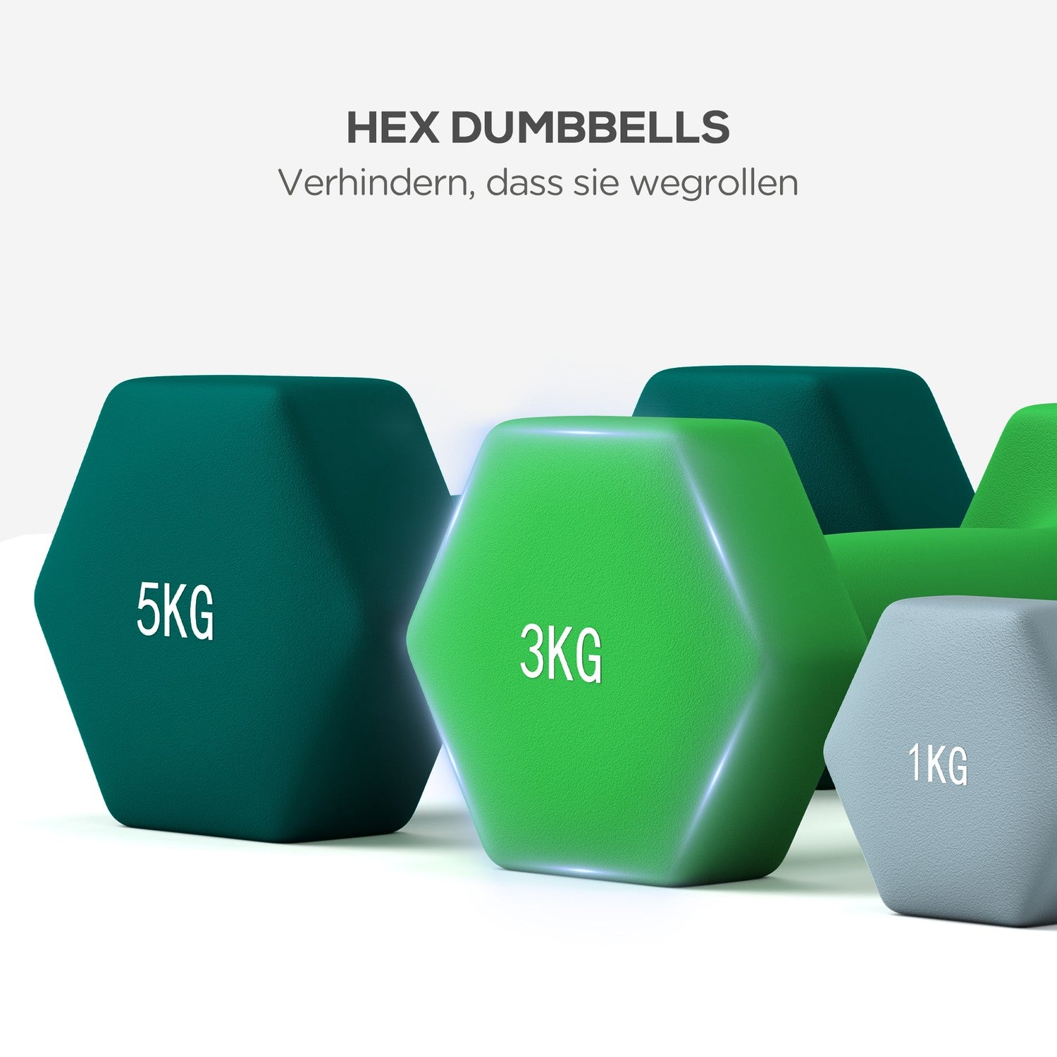 Hantelset med stativ – 6 par: 1 kg, 3 kg, 5 kg