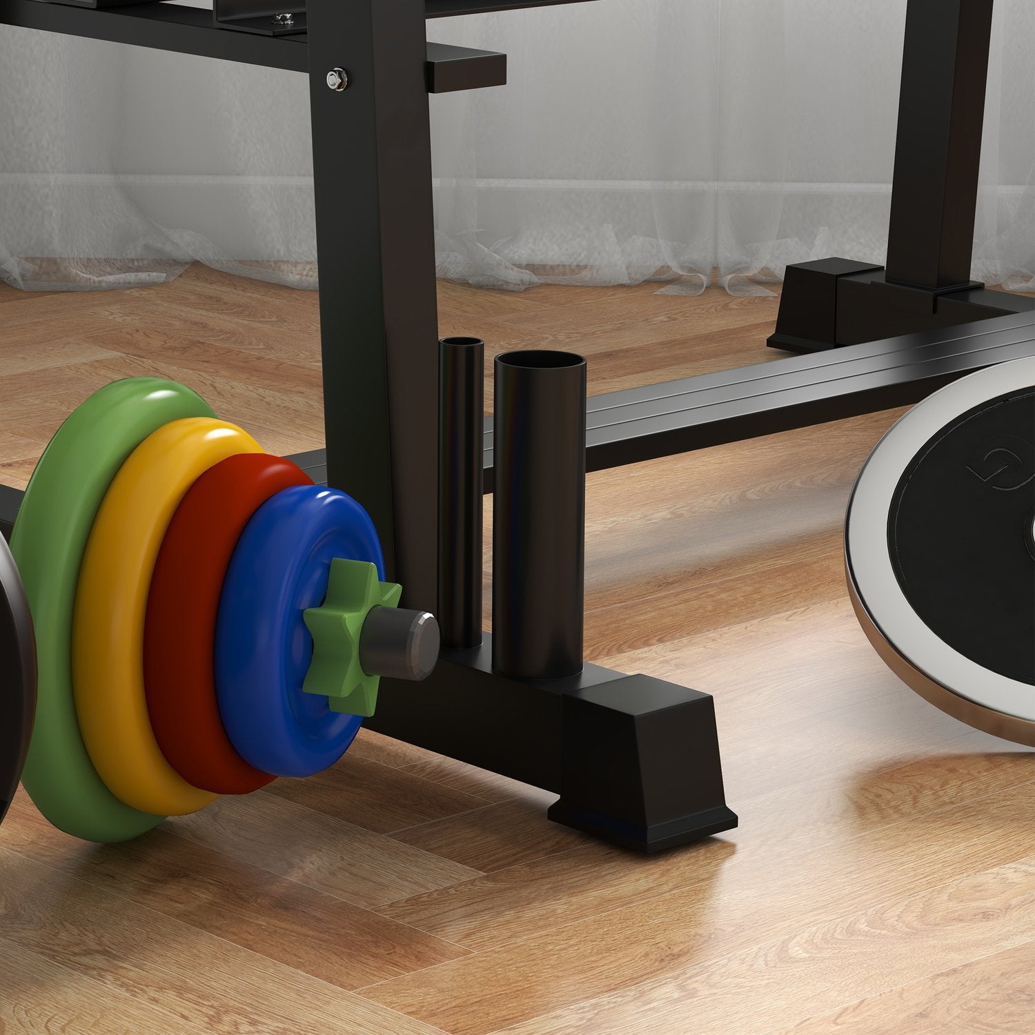 Hantelställ, 3 nivåer, rymmer 200 kg, svart stål