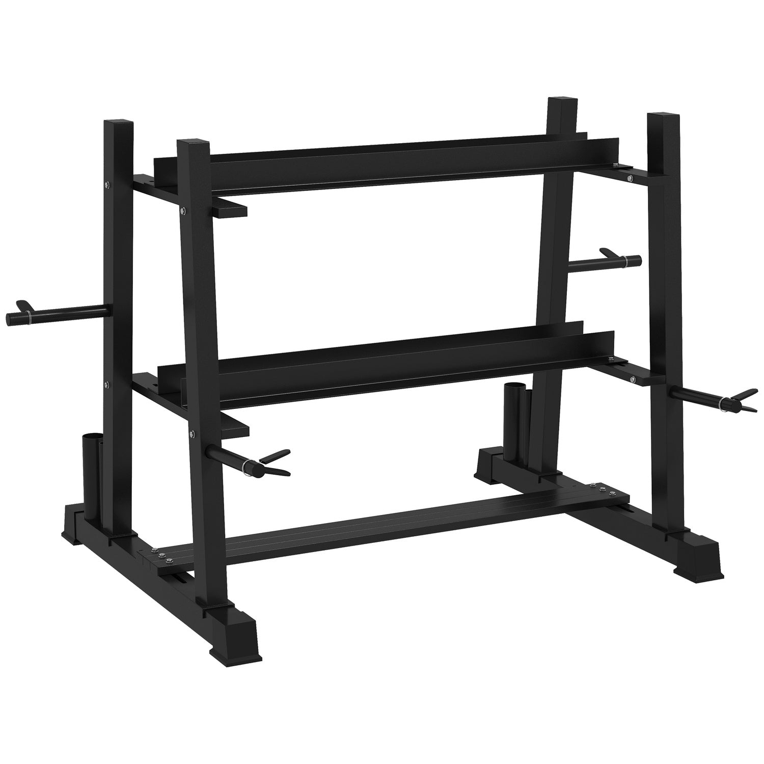 Hantelställ, 3 nivåer, rymmer 200 kg, svart stål