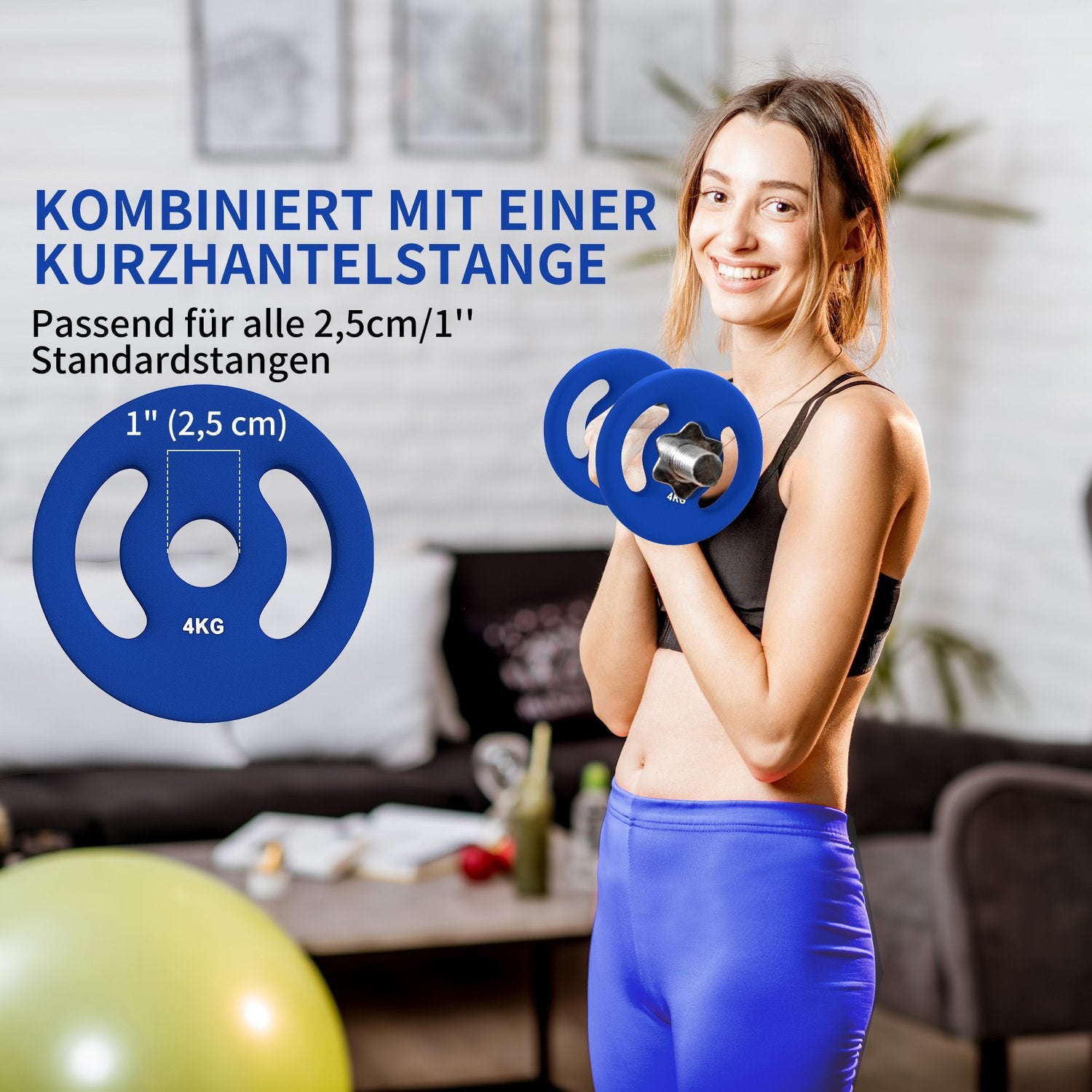 Hantelviktssats, 2 x 4 kg, blå, passar 30 mm stång