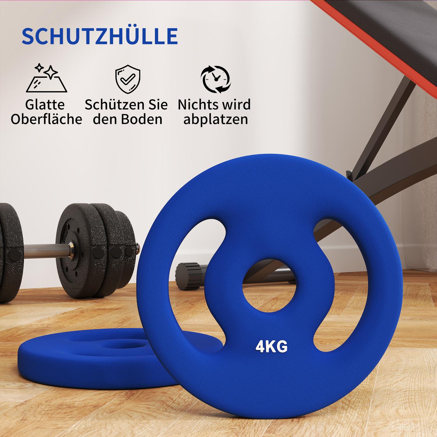 Hantelviktssats, 2 x 4 kg, blå, passar 30 mm stång