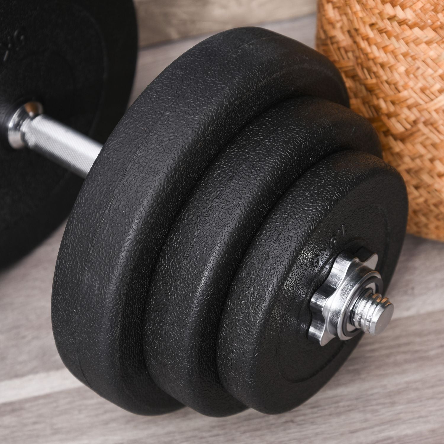 40 kg golvvänlig hantelsats, stål – styrketräning