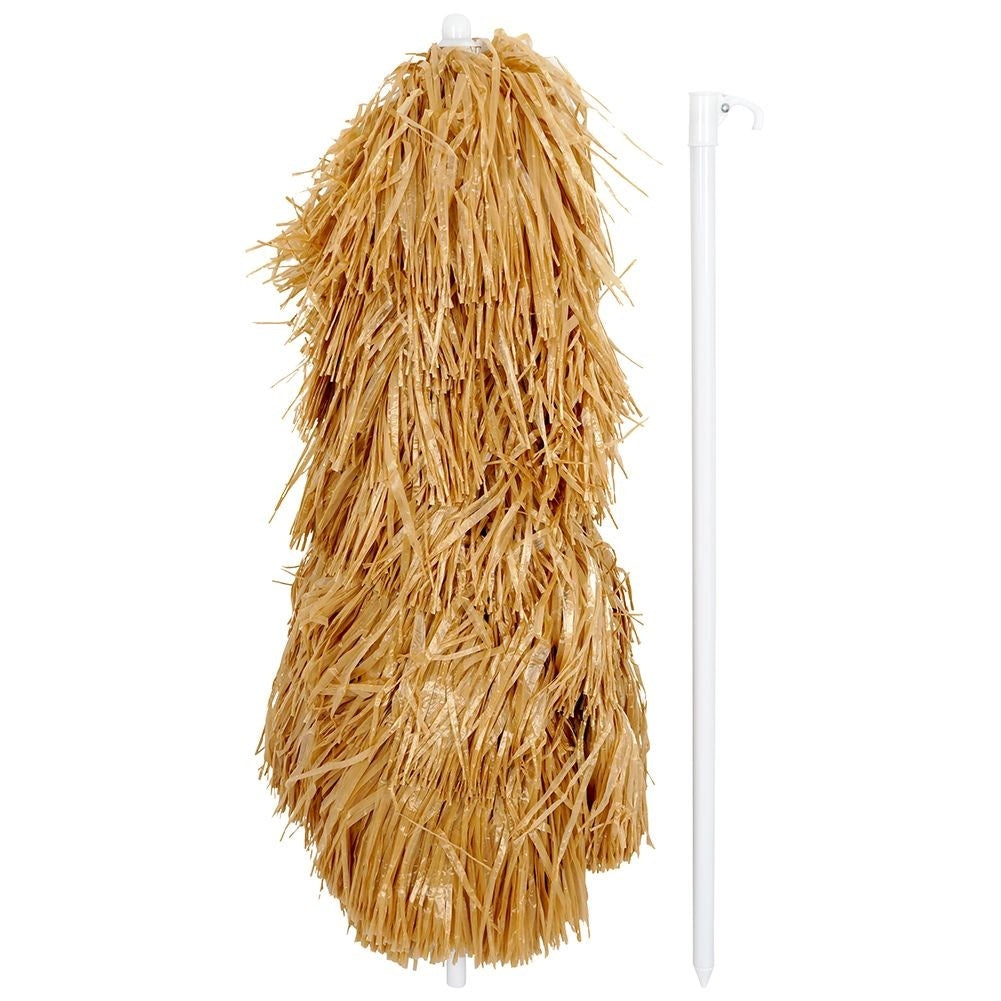 Hawaiianskt Paraply: Beige Raffia, 155 cm, Justerbar Lutning