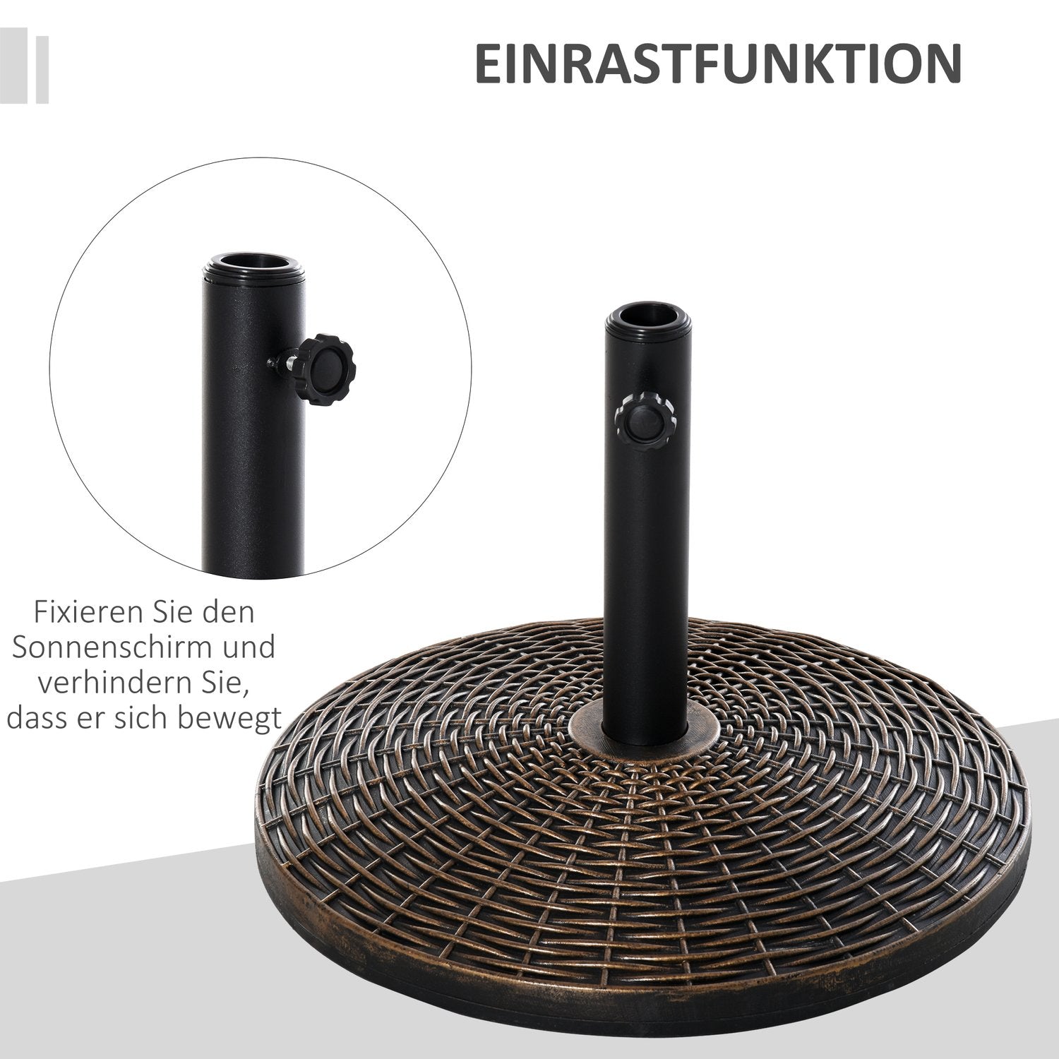 Heavy-Duty 25 Kg Rattan Look Parasoll Base, Ø53 X 40 Cm