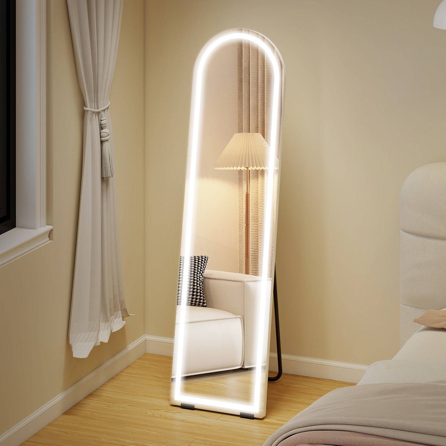 Helkroppsspegel med LED-lampor, 150x40 cm, dimbar