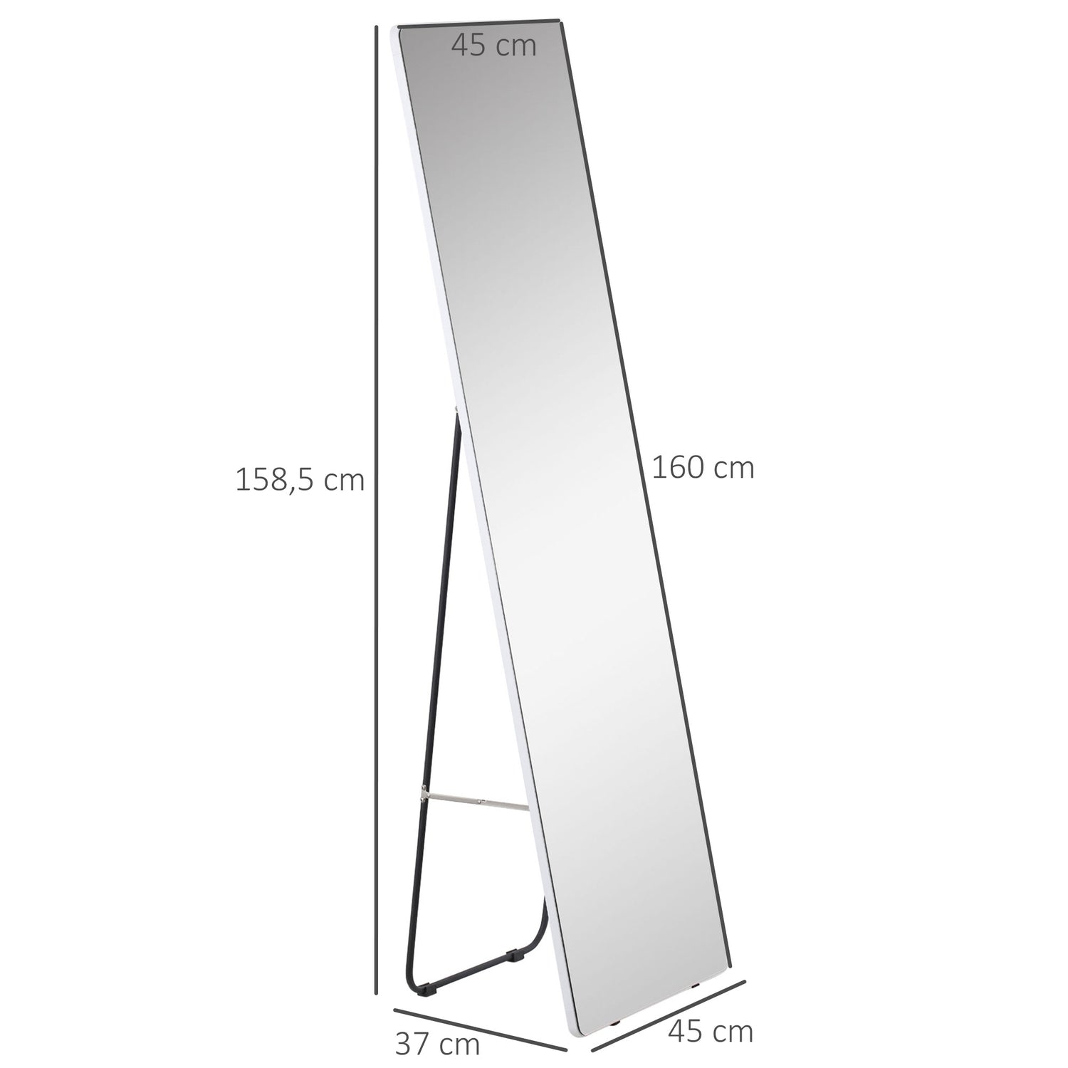 Full längd 45x160 cm Silver Dressing spegel för sovrum
