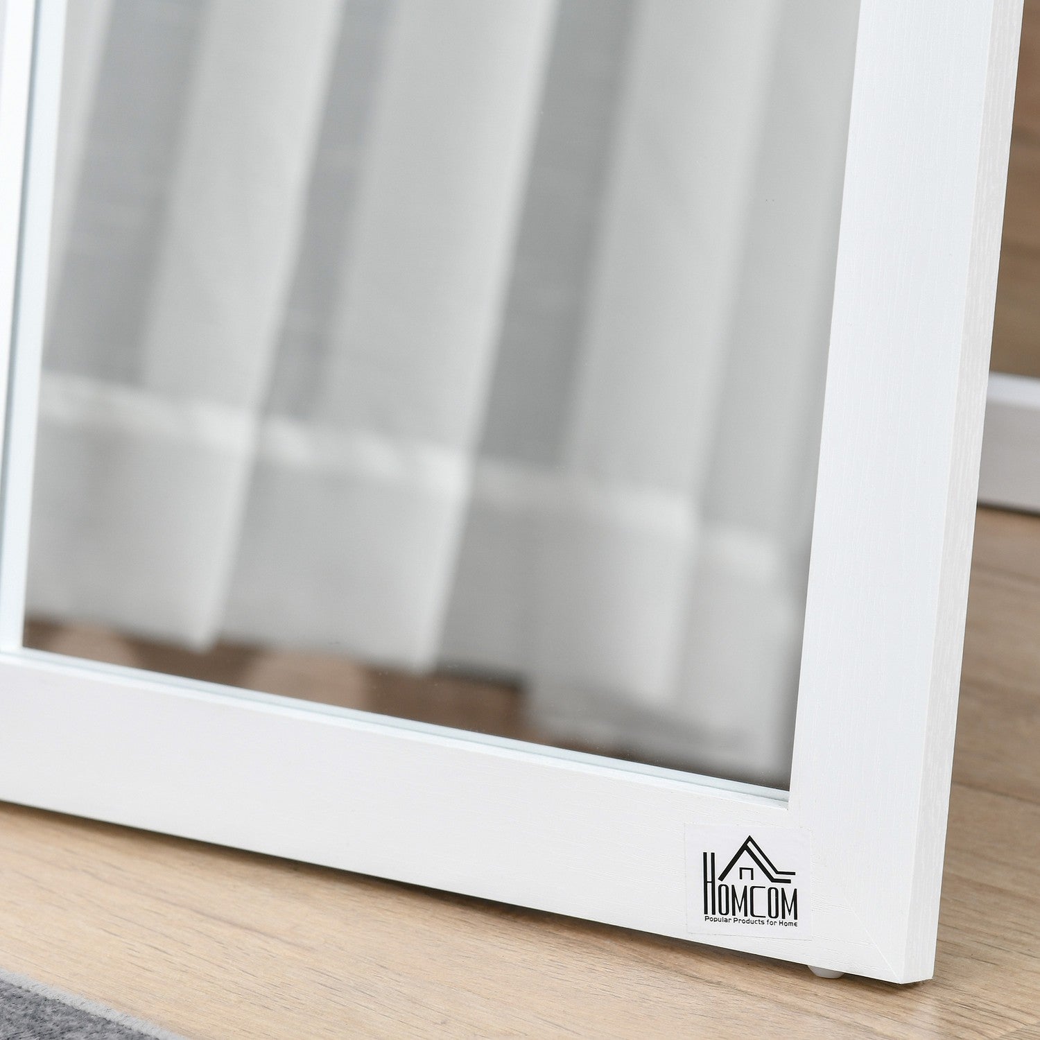 Hellängdsspegel 154x37cm med stativ – vit ram