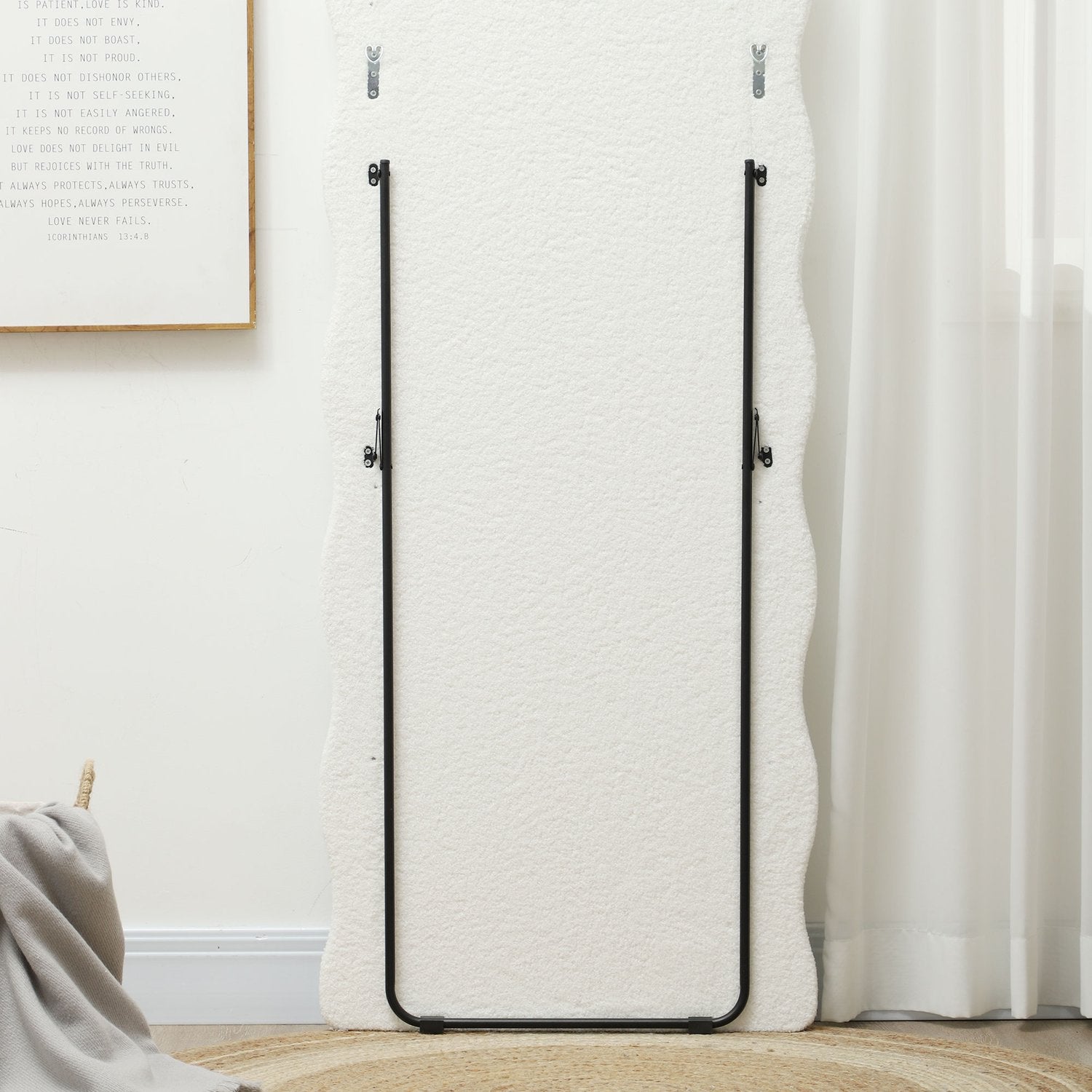 Hellängdsspegel 160 x 60 cm Böjd stående spegel med vågdesign Splittrsäkert glas Vit